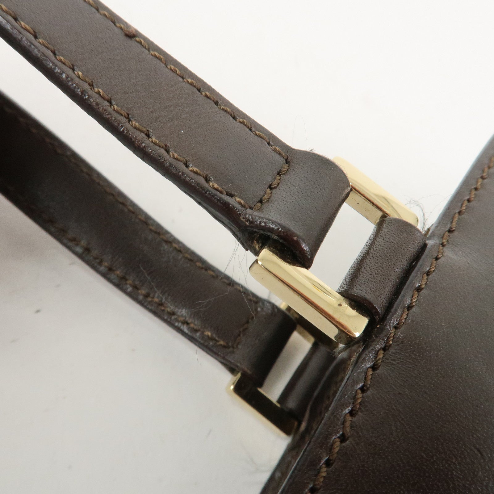 CELINE C Macadam Canvas Leather Hand Bag Brown