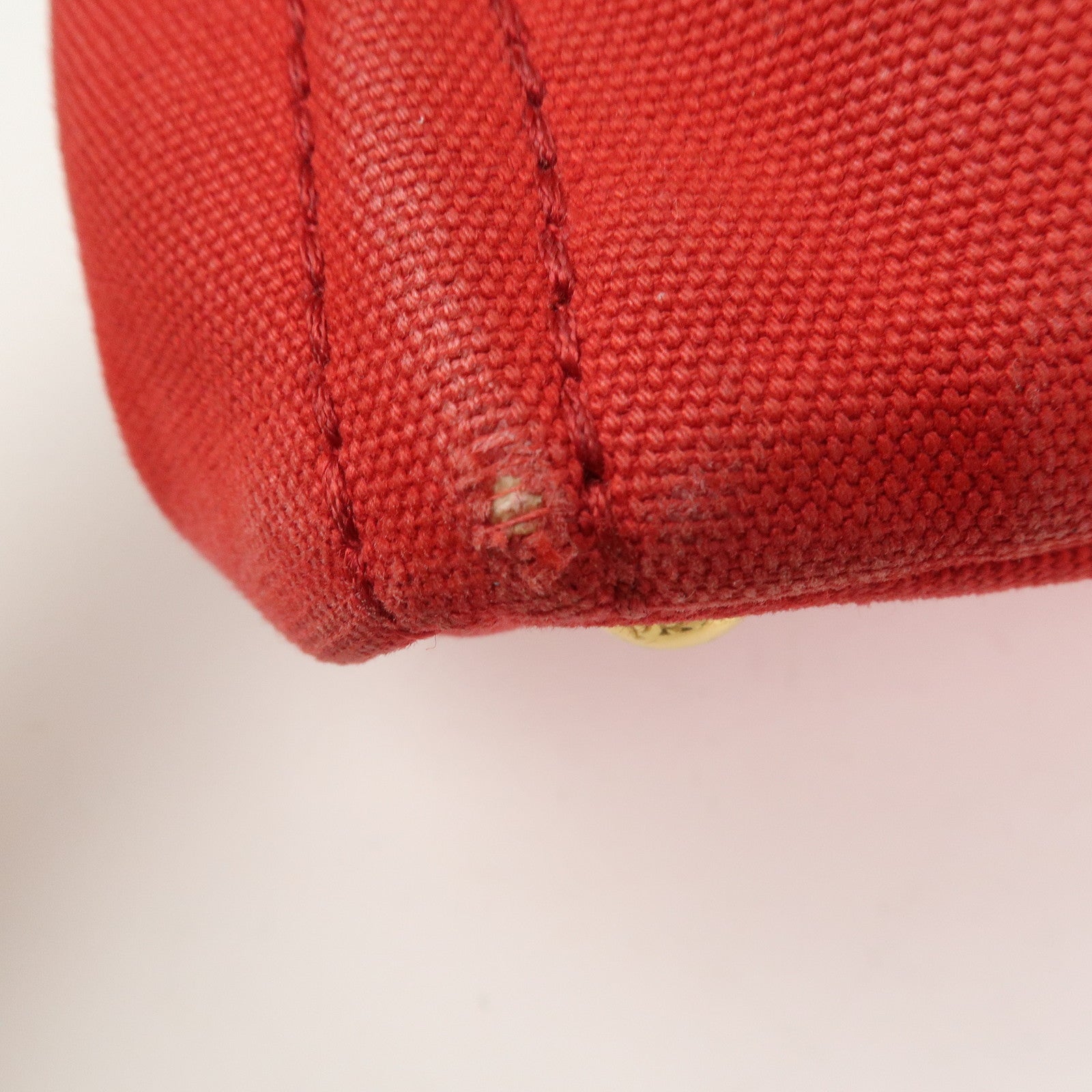 PRADA Logo Canapa Mini Canvas Hand Bag Tote Bag Red BN2439