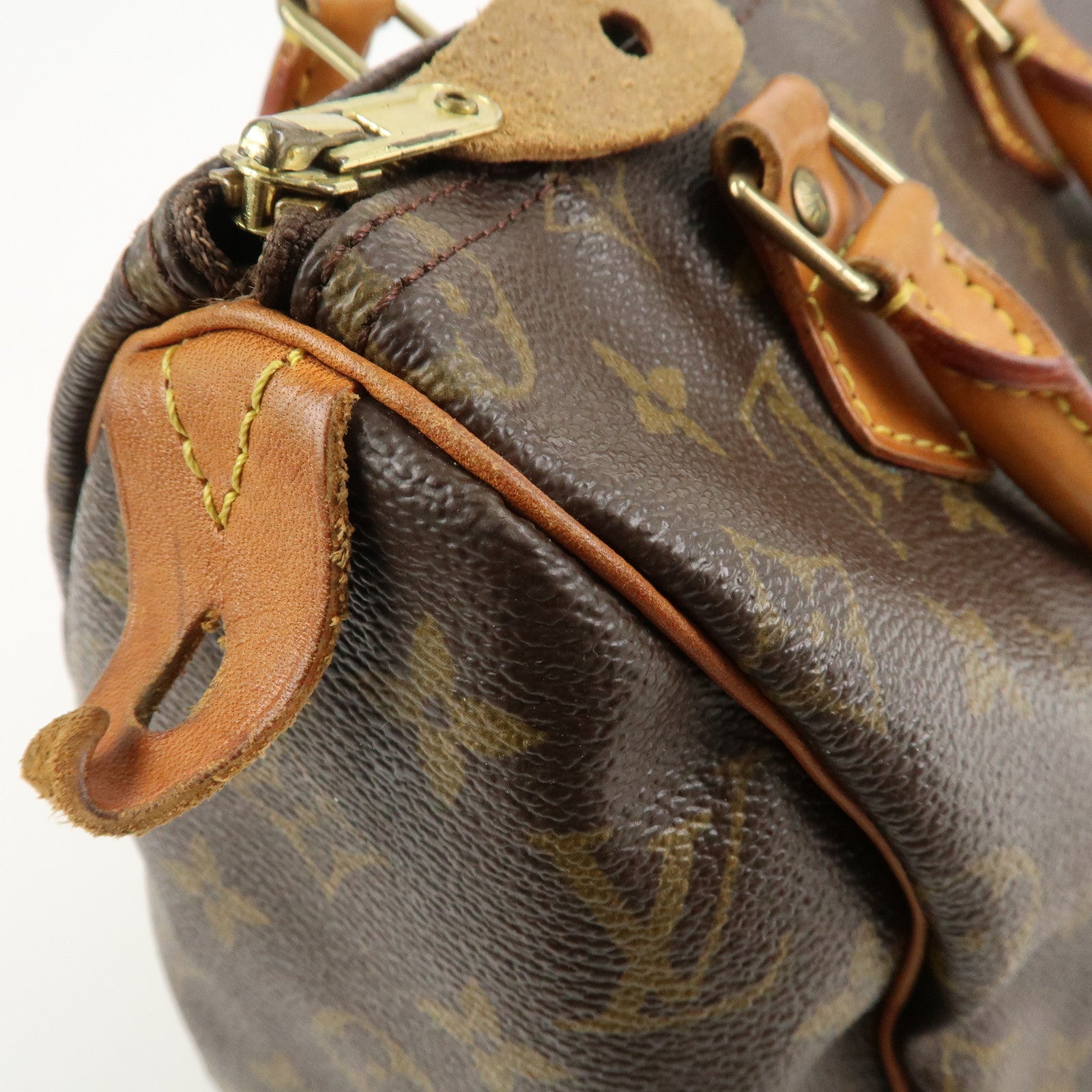 Louis Vuitton Monogram Canvas Leather Speedy 25 Boston Bag M41528
