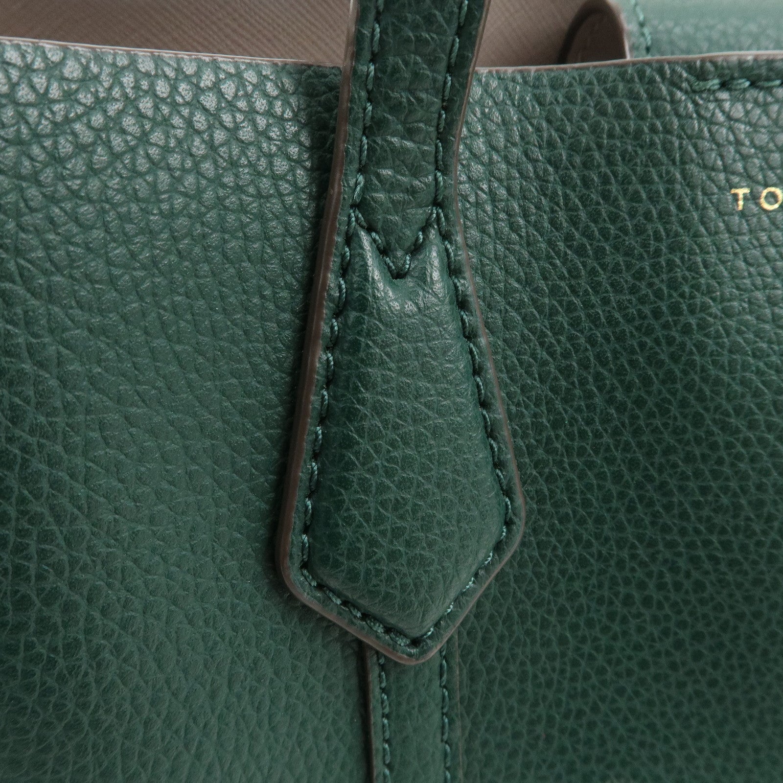 TORY BURCH Perry Logo Leather 2Way Bag Hand Bag Shoulder Bag Green