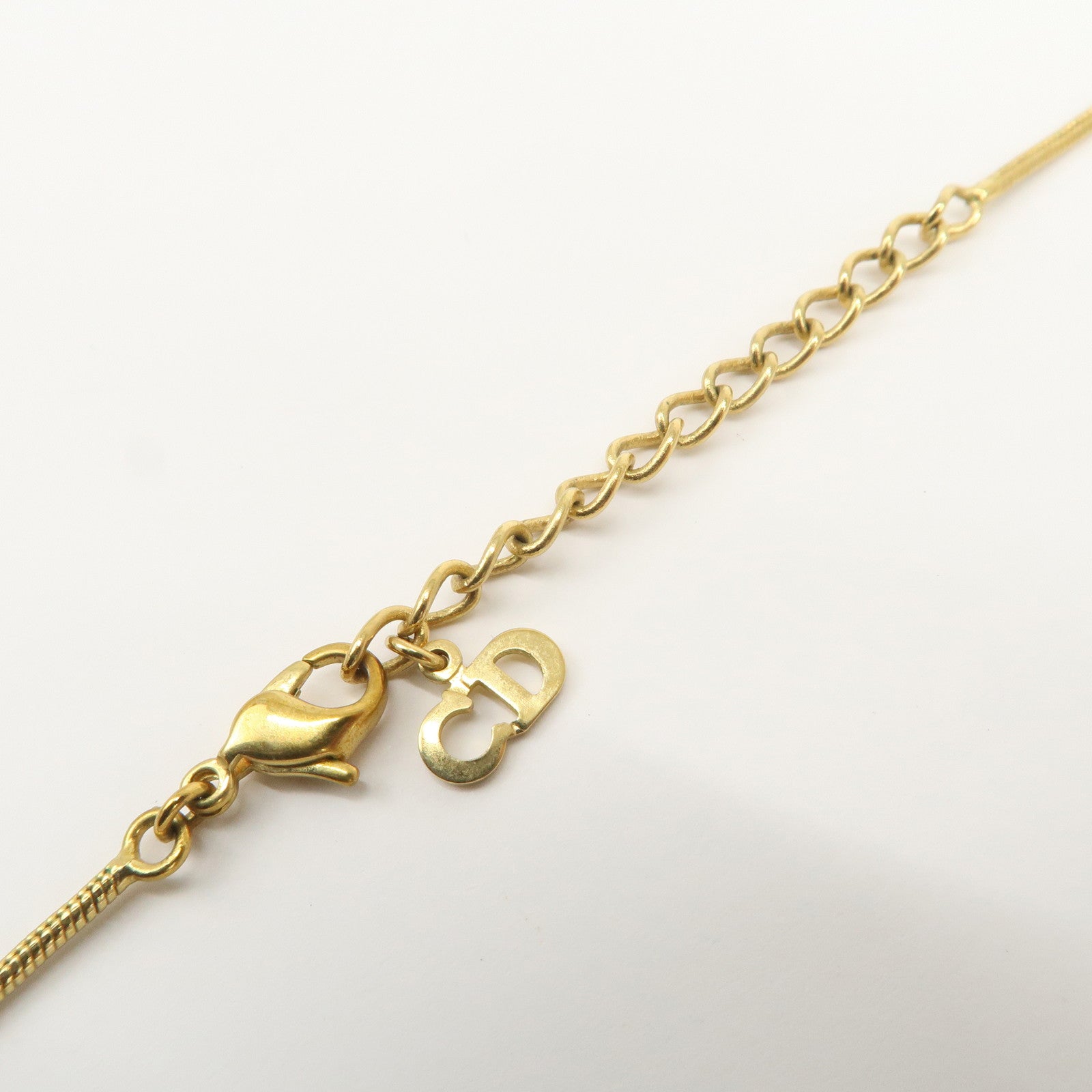 Christian Dior Logo Metal Initial D Alphabet Necklace Choker Gold