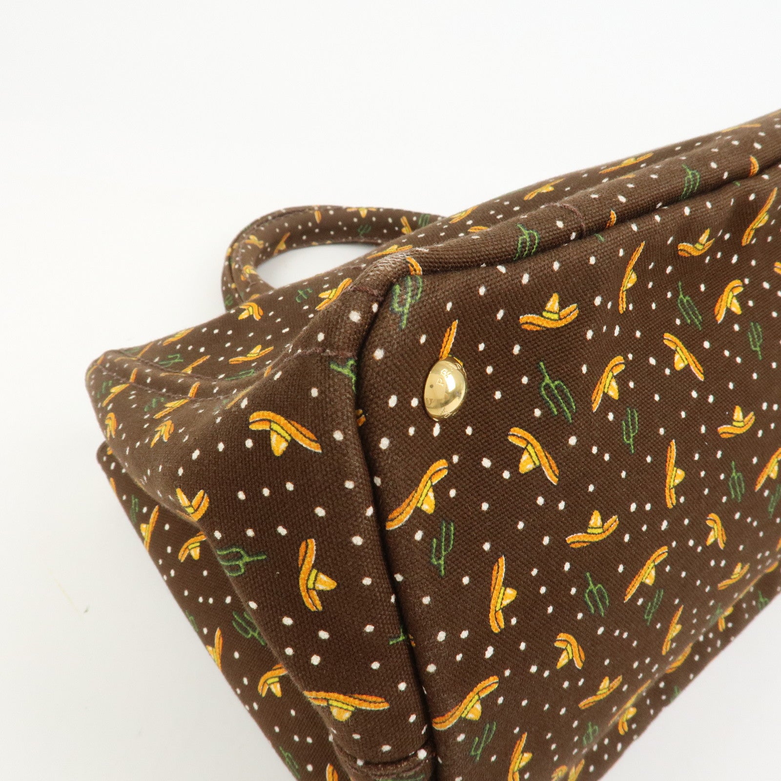 PRADA Canapa Canvas 2Way Bag Hand Bag Shoulder Bag Brown Orange