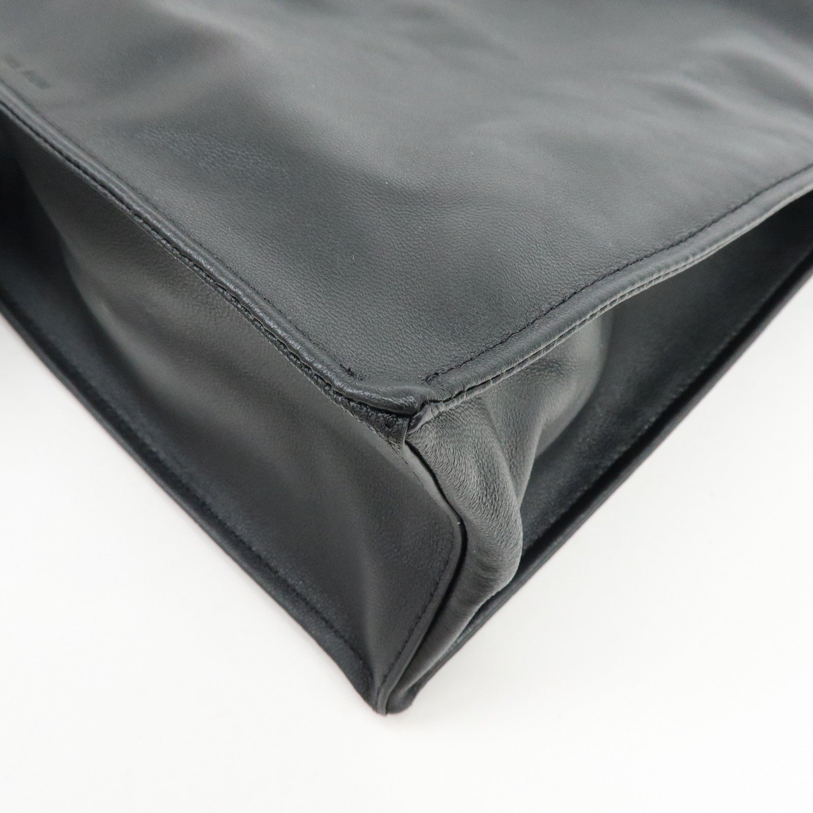 THE ROW To Go Tote Large Lamb Skin Leather Tote Shoulder Bag Black