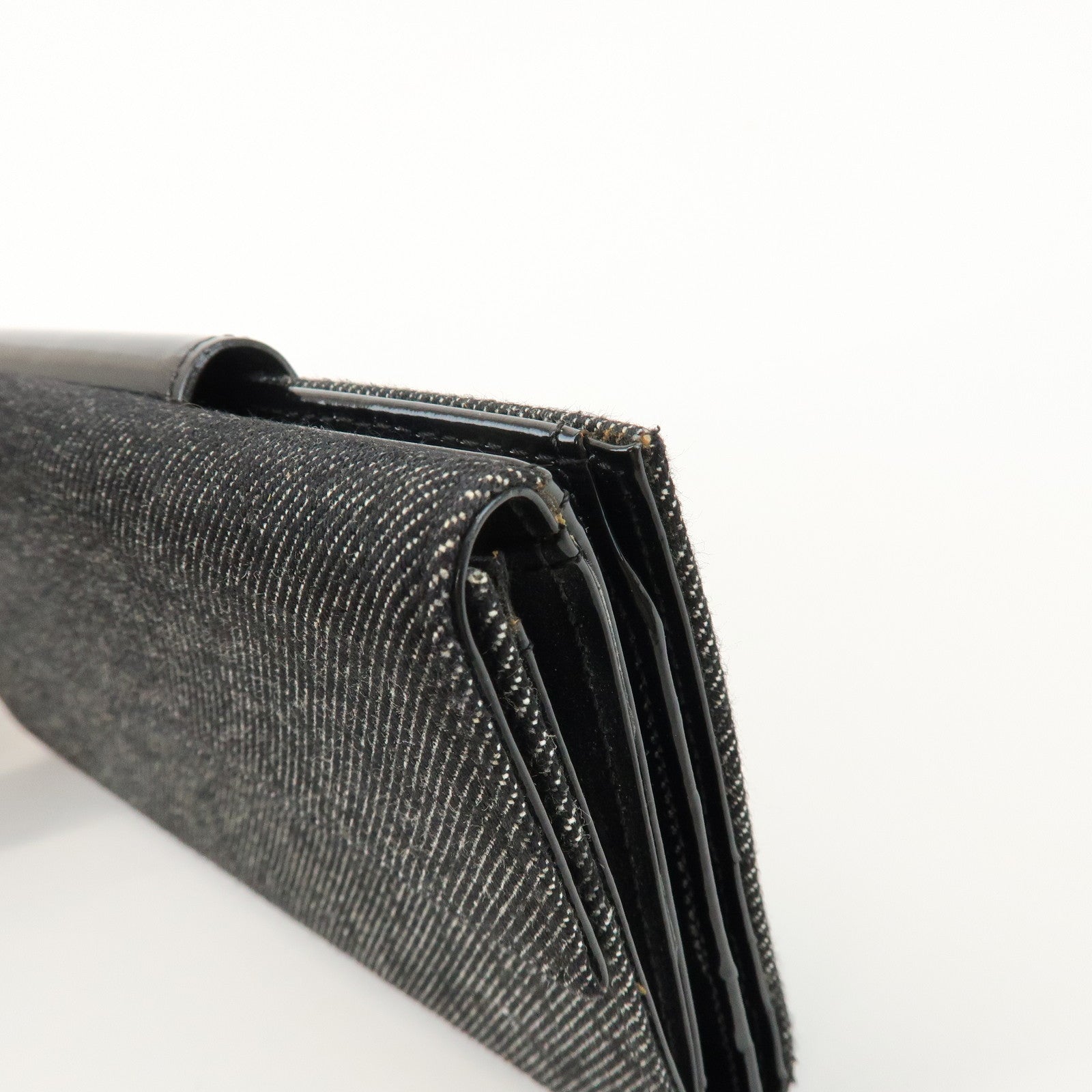 BVLGARI Logo Mania Canvas Leather Bi-fold Long Wallet Black