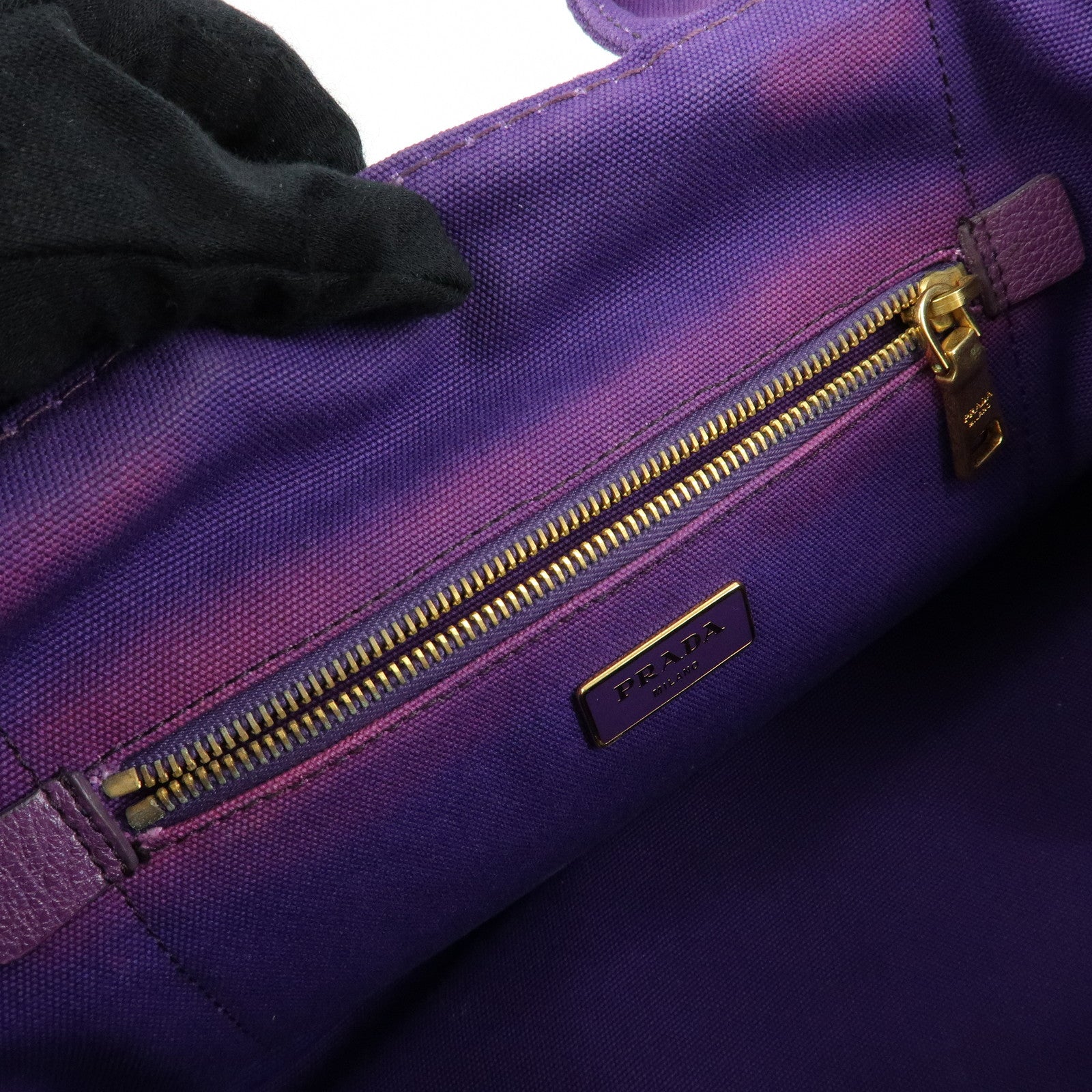 PRADA Canapa Triangle Logo Canvas Tote Bag Hand Bag Purple B1877B
