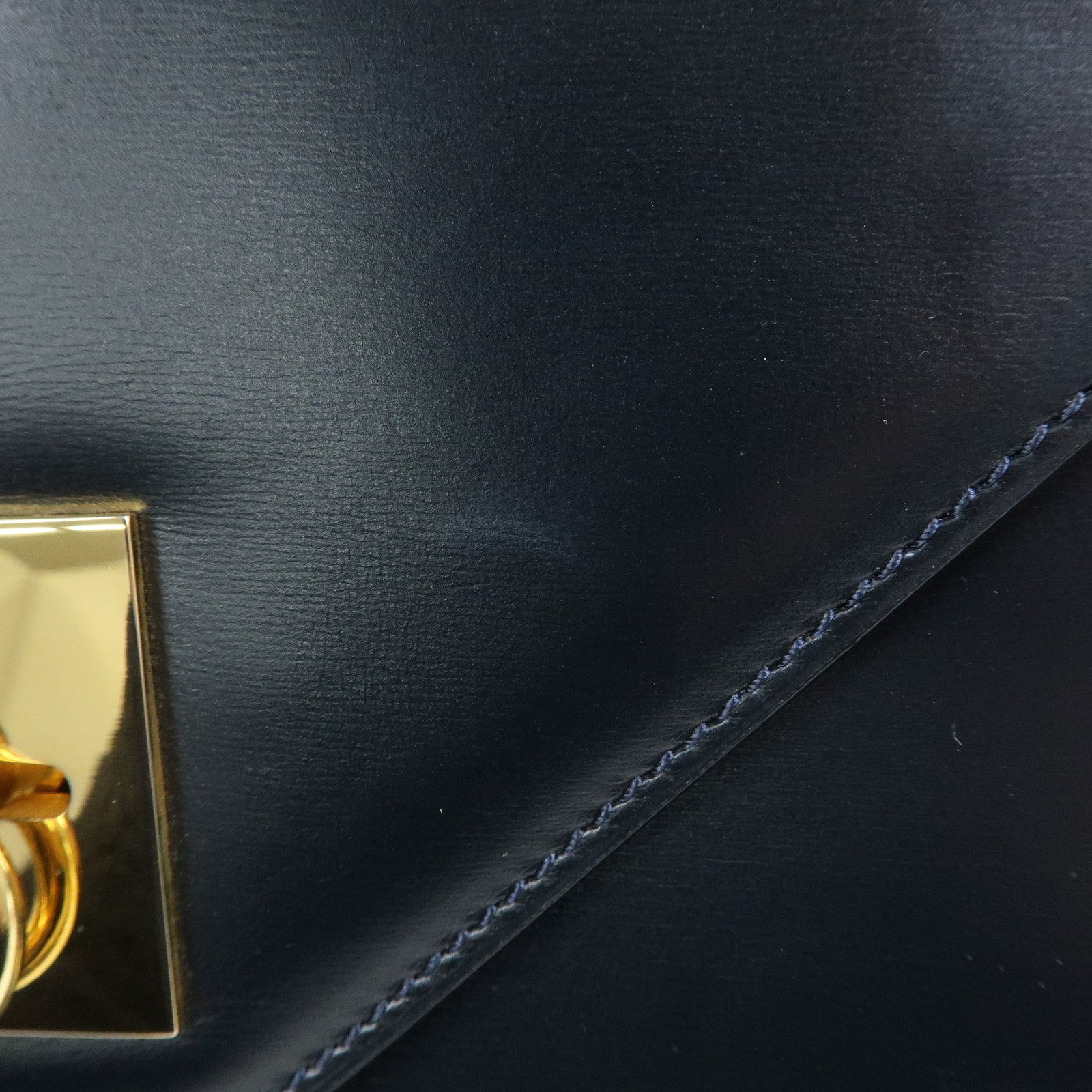 CELINE Leather Envelope Flap Clutch Bag Pouch Navy