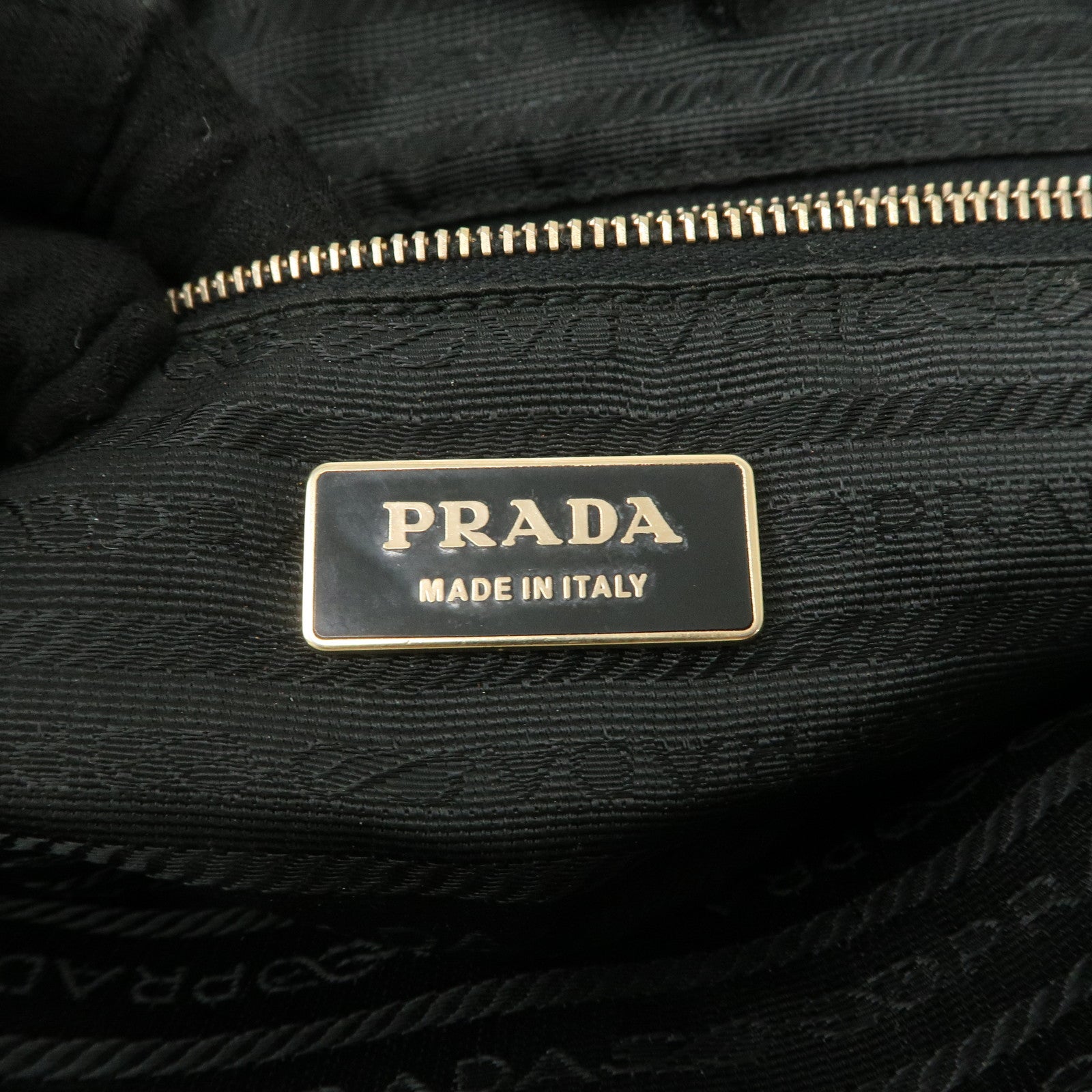 PRADA Triangle Logo Leather Nylon Hand Bag Shoulder Bag Black BR0141 Used