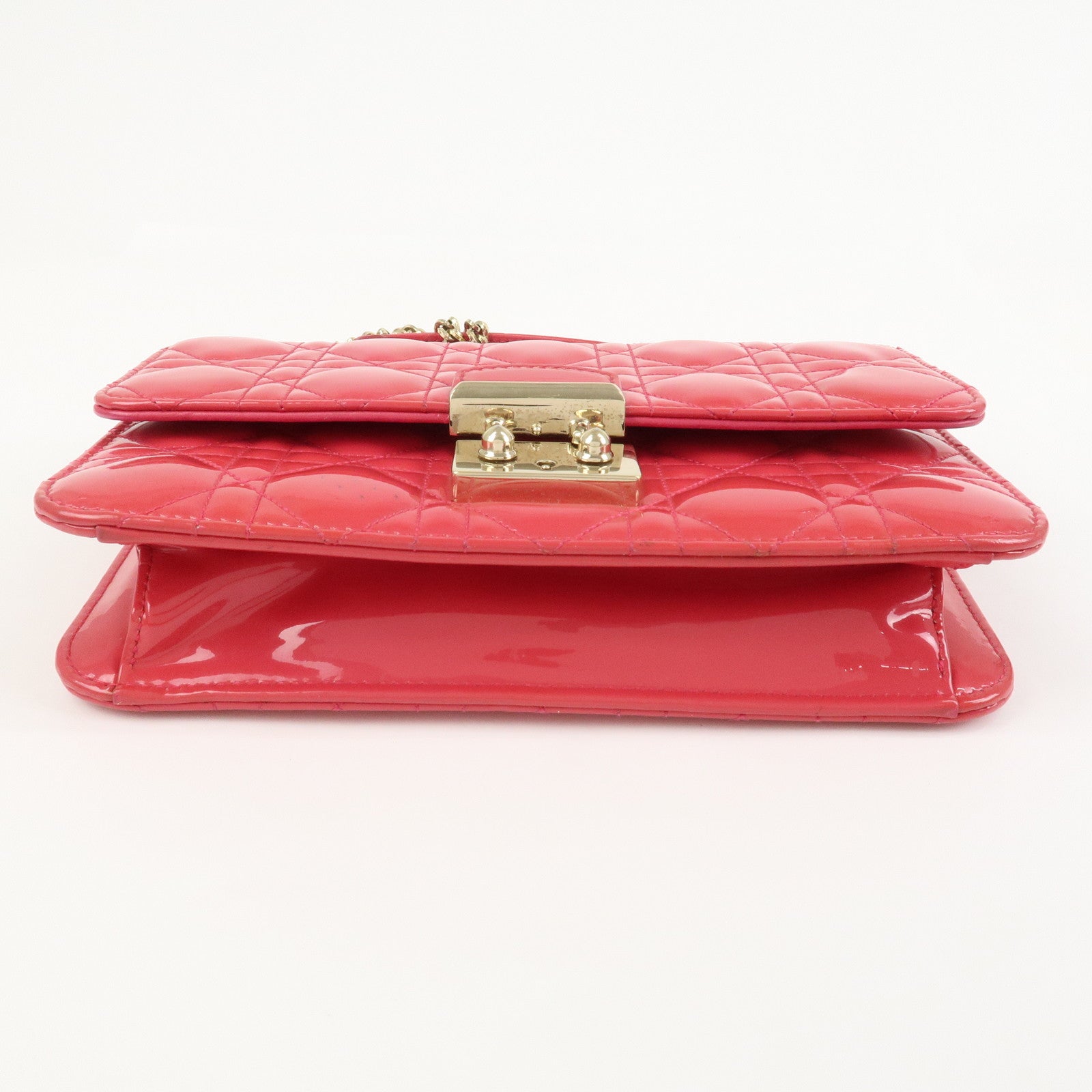 Christian Dior Cannage New Lock Patent Leather Chain Shoulder Bag