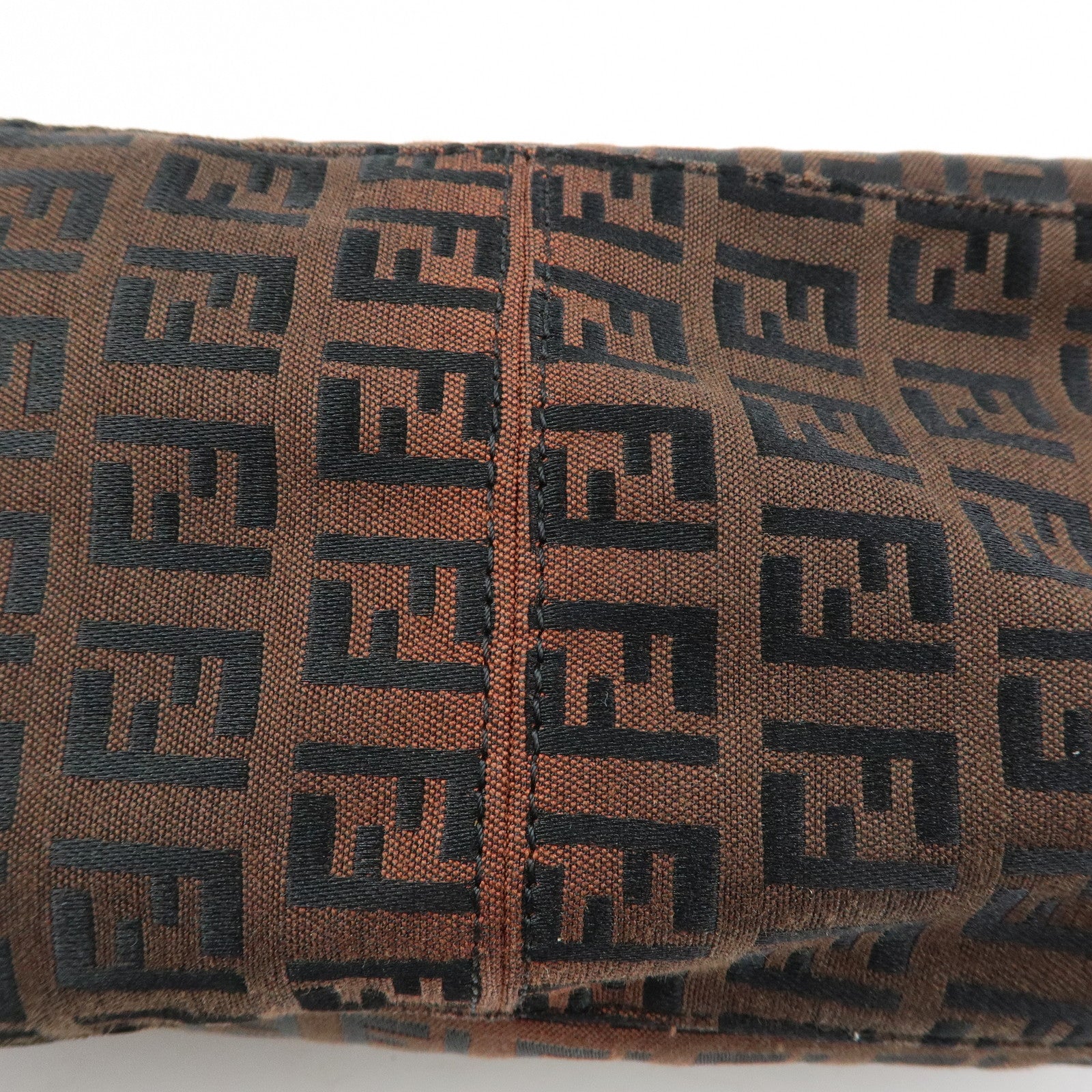 FENDI Mamma Baguette Zucchino Canvas Leather Shoulder Bag 8BR001
