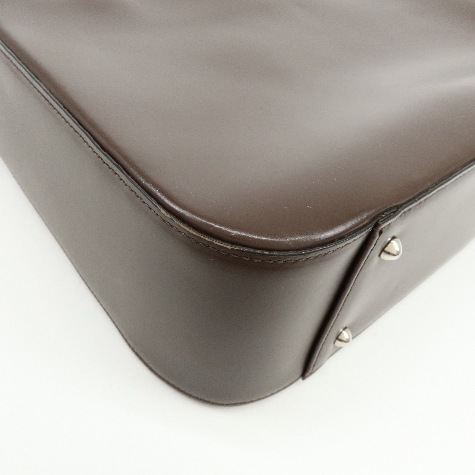 BURBERRY Nova Plaid Leather Hand Bag Tote Bag Brown