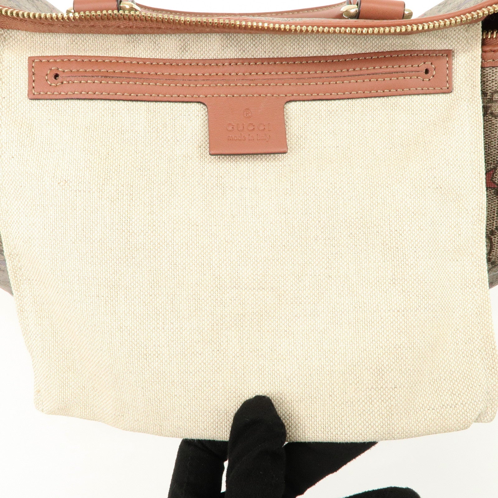 GUCCI GG Supreme Leather Boston Bag Beige Brown Star 193603