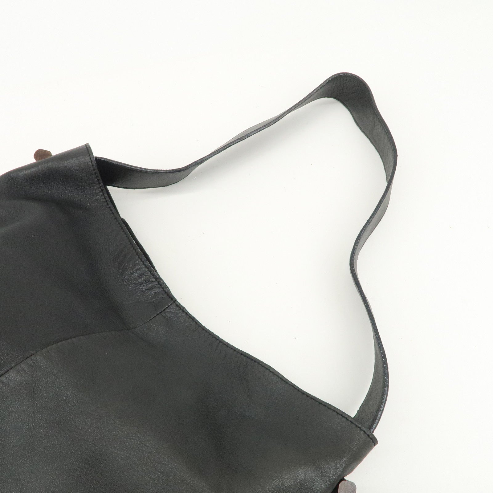 LOEWE Logo Leather Shoulder Bag Hand Bag Black
