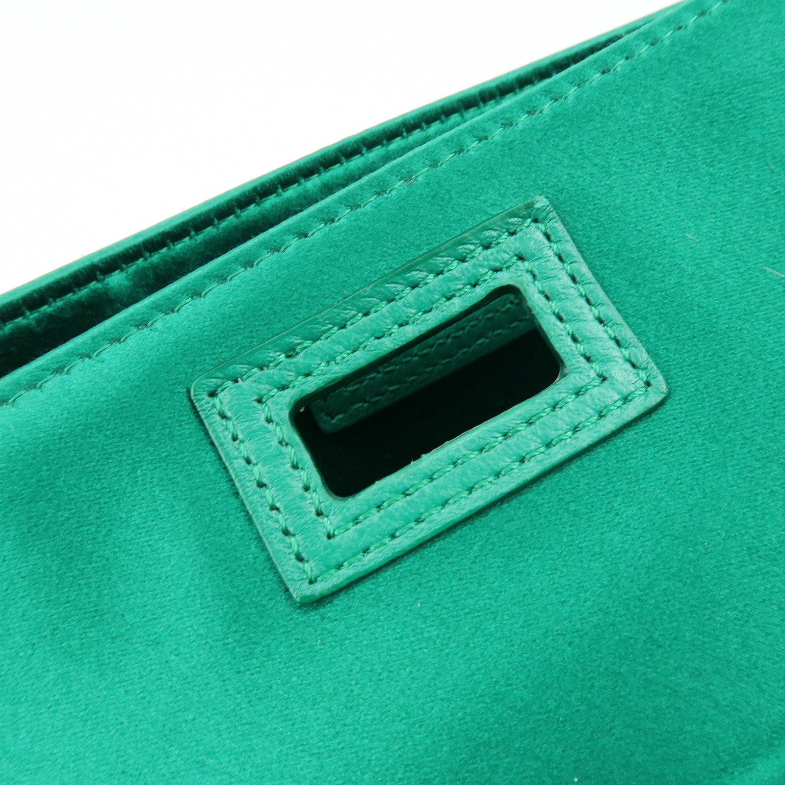 FENDI Satin Peekaboo Defender Hand Bag Cover Green 7AR717