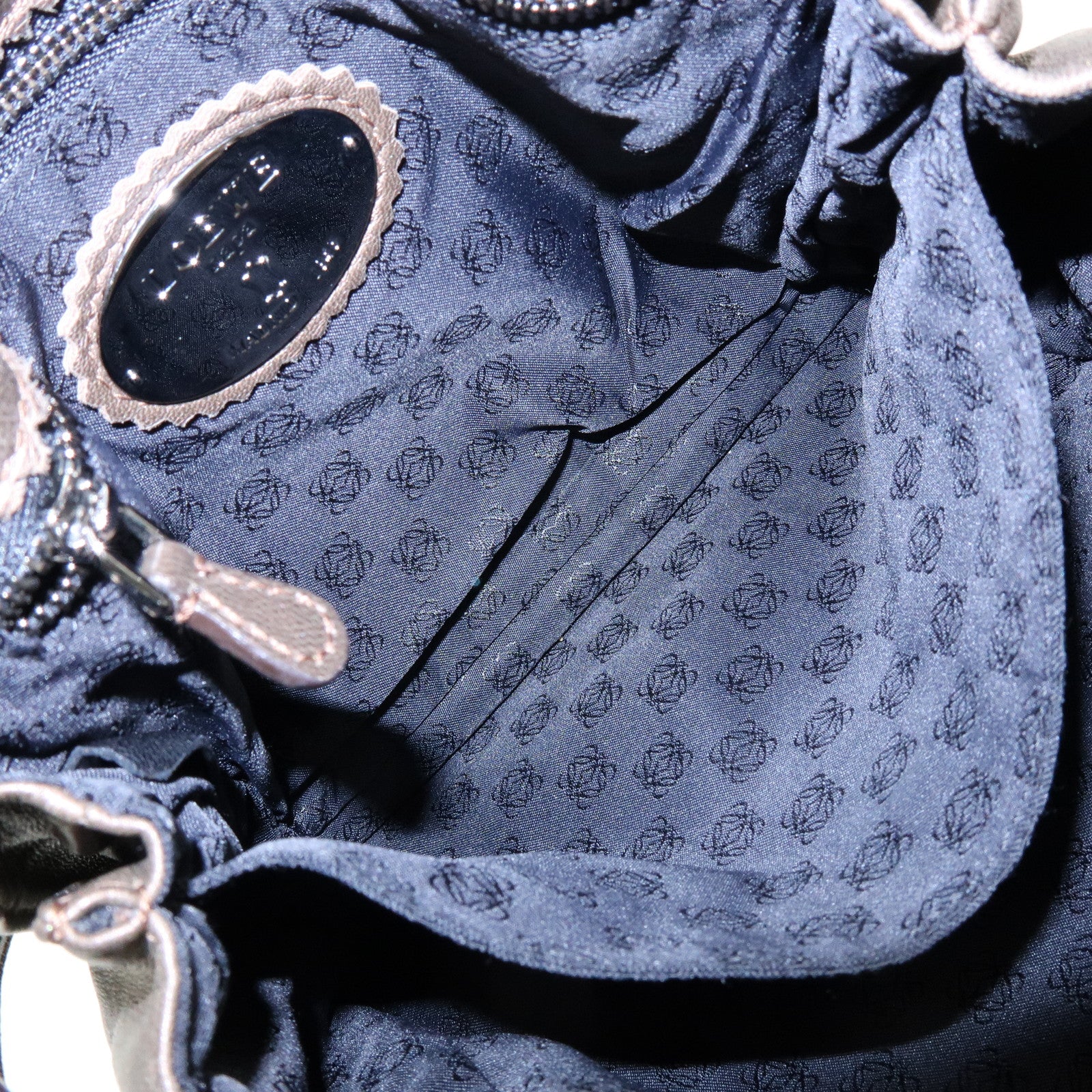 LOEWE Anagram Nappa Leather Drawstring Fringe Shoulder Bag Brown