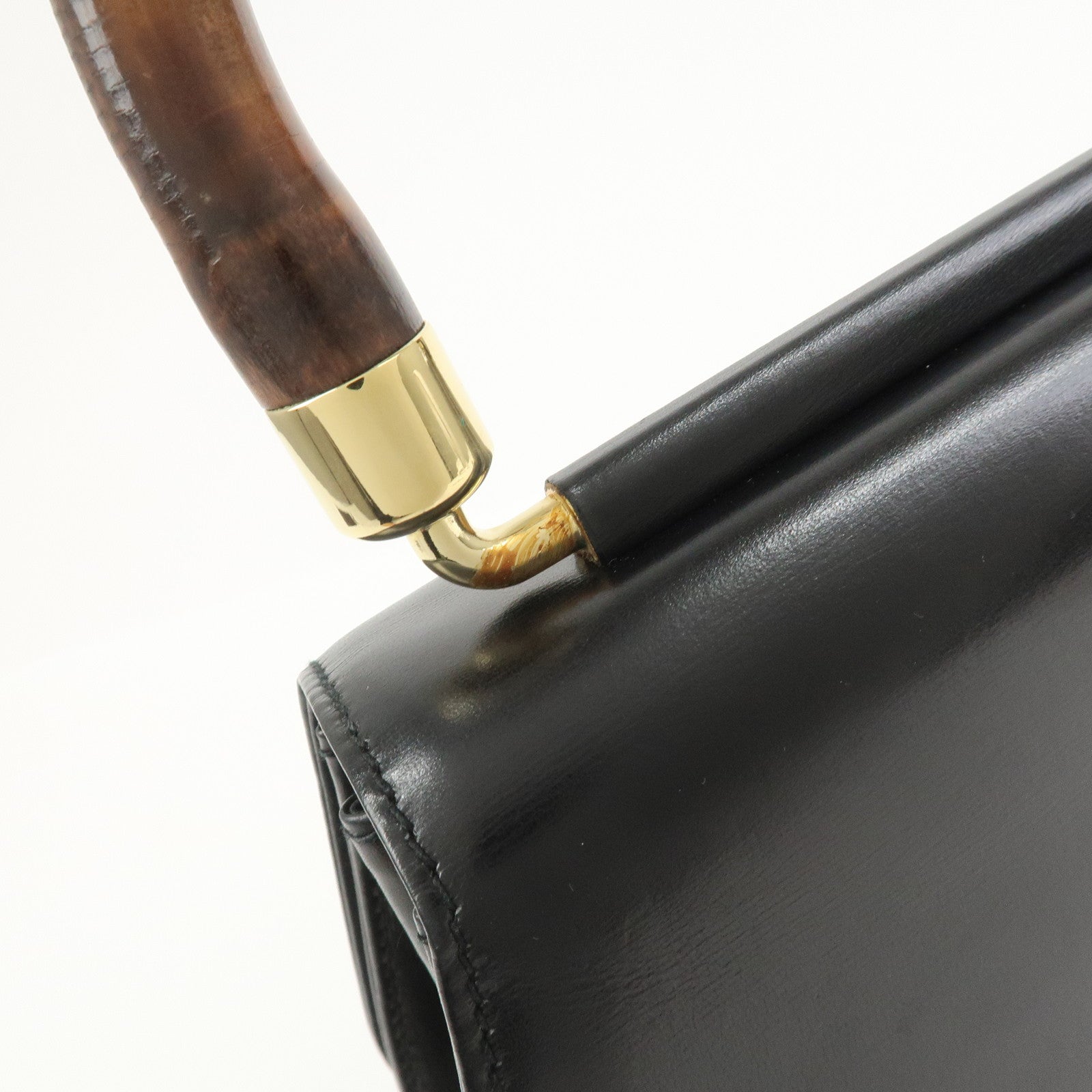 GUCCI Bamboo Leather 2Way Bag Hand Bag Shoulder Bag 000・46・0266