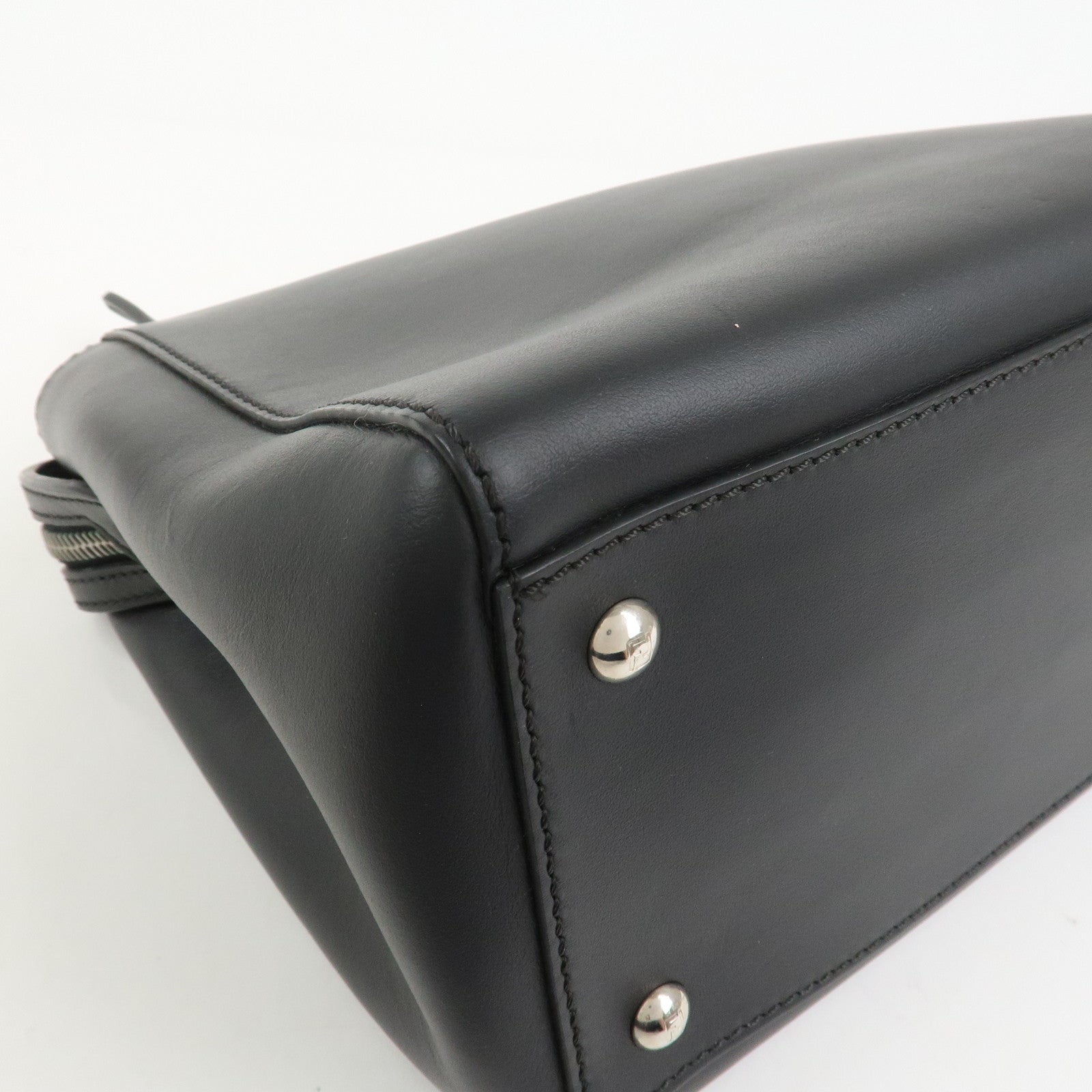 FENDI Dotcom Leather 2WAY Bag Hand Bag Shoulder Bag Black 8BN293