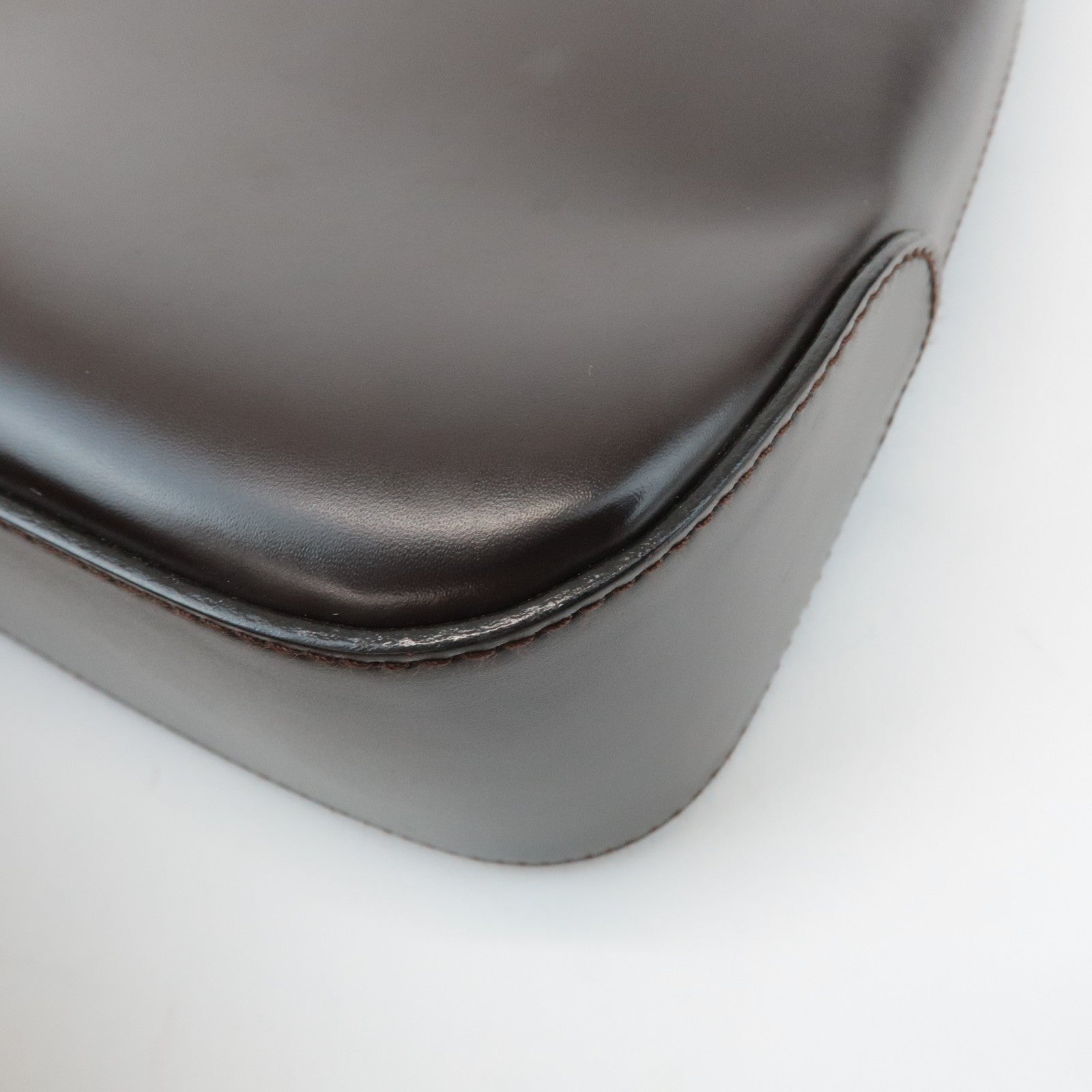 Ferragamo Gancini Leather Shoulder Bag Hand Bag Dark Brown Used