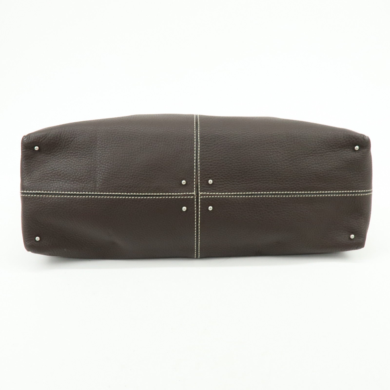 TOD'S Logo Leather Tote Bag Shoulder Bag Brown