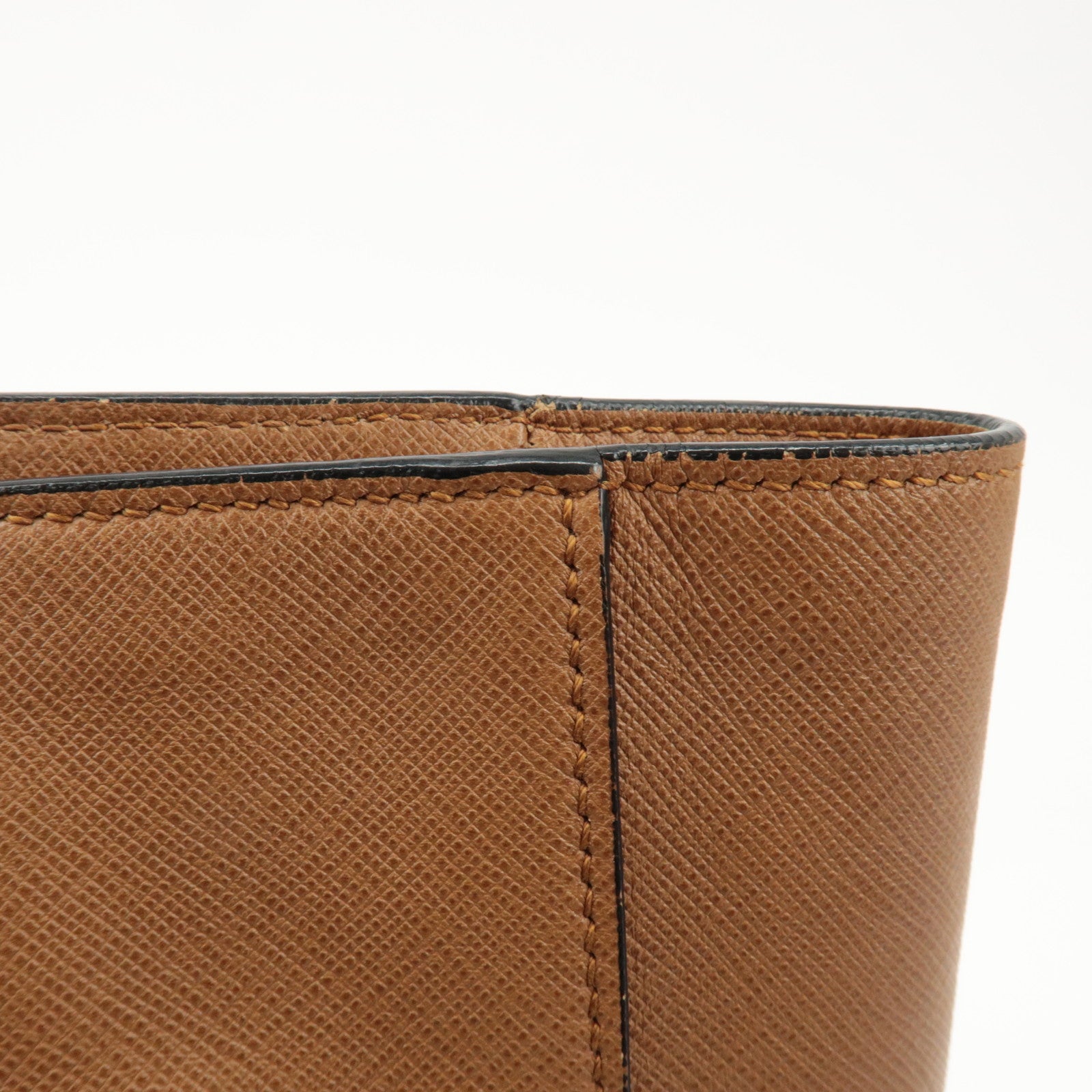 PRADA Triangle Logo Saffiano Leather 2Way Tote Bag Brown BN2666