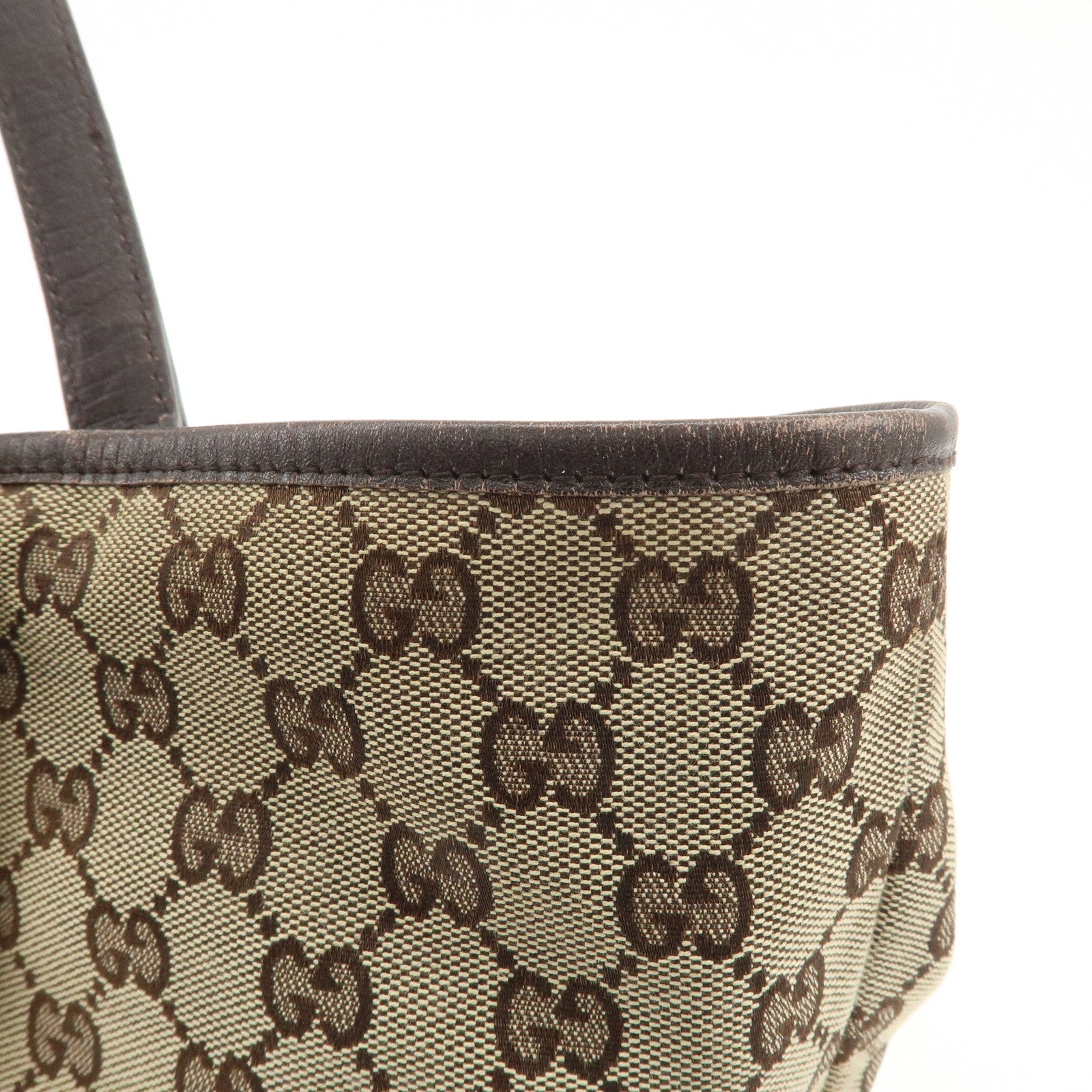 GUCCI Sherry GG Canvas Leather Tote Bag Beige Brown 139260 Used