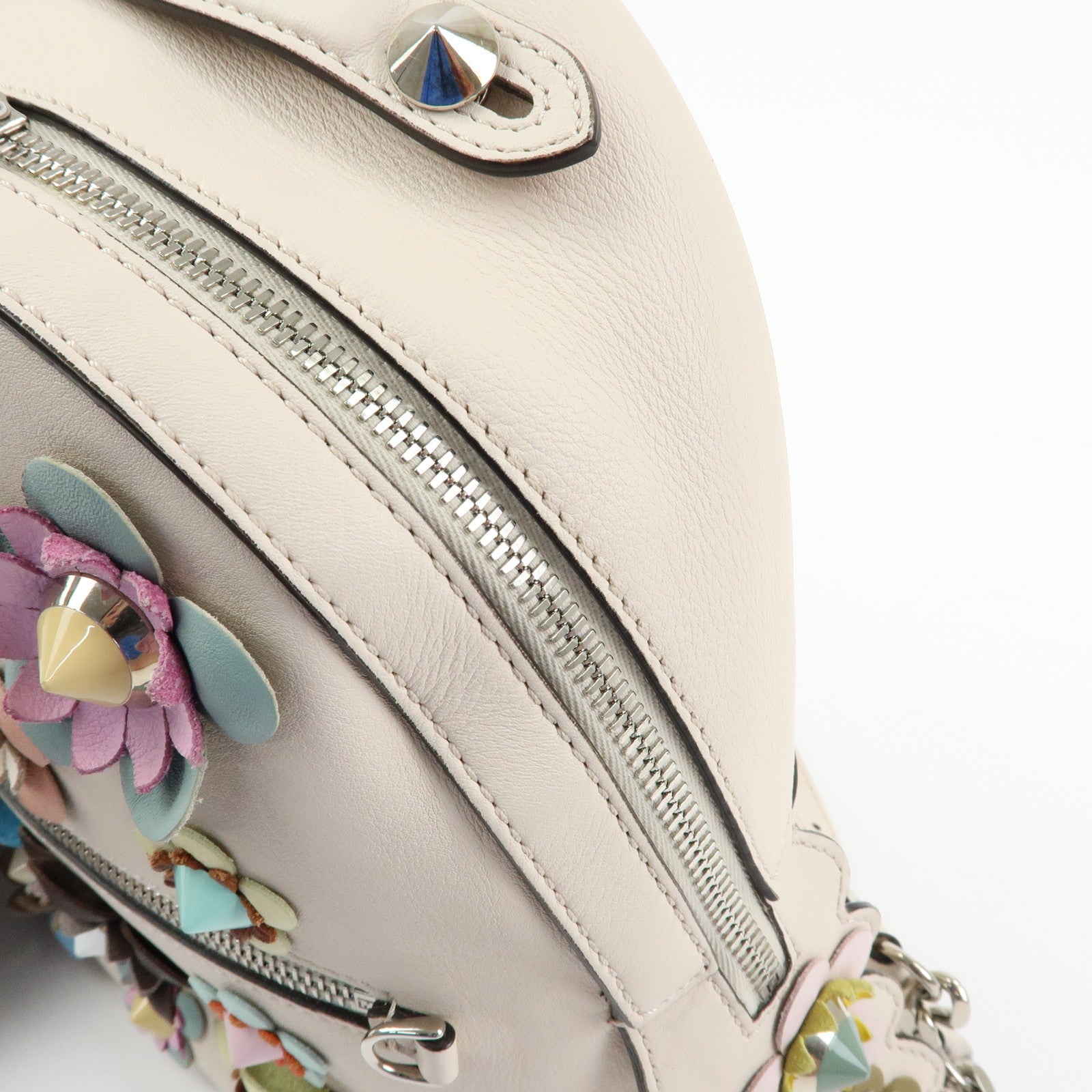 FENDI By The Way Calf Leather Flower Motif Backpack Studs 8BZ038