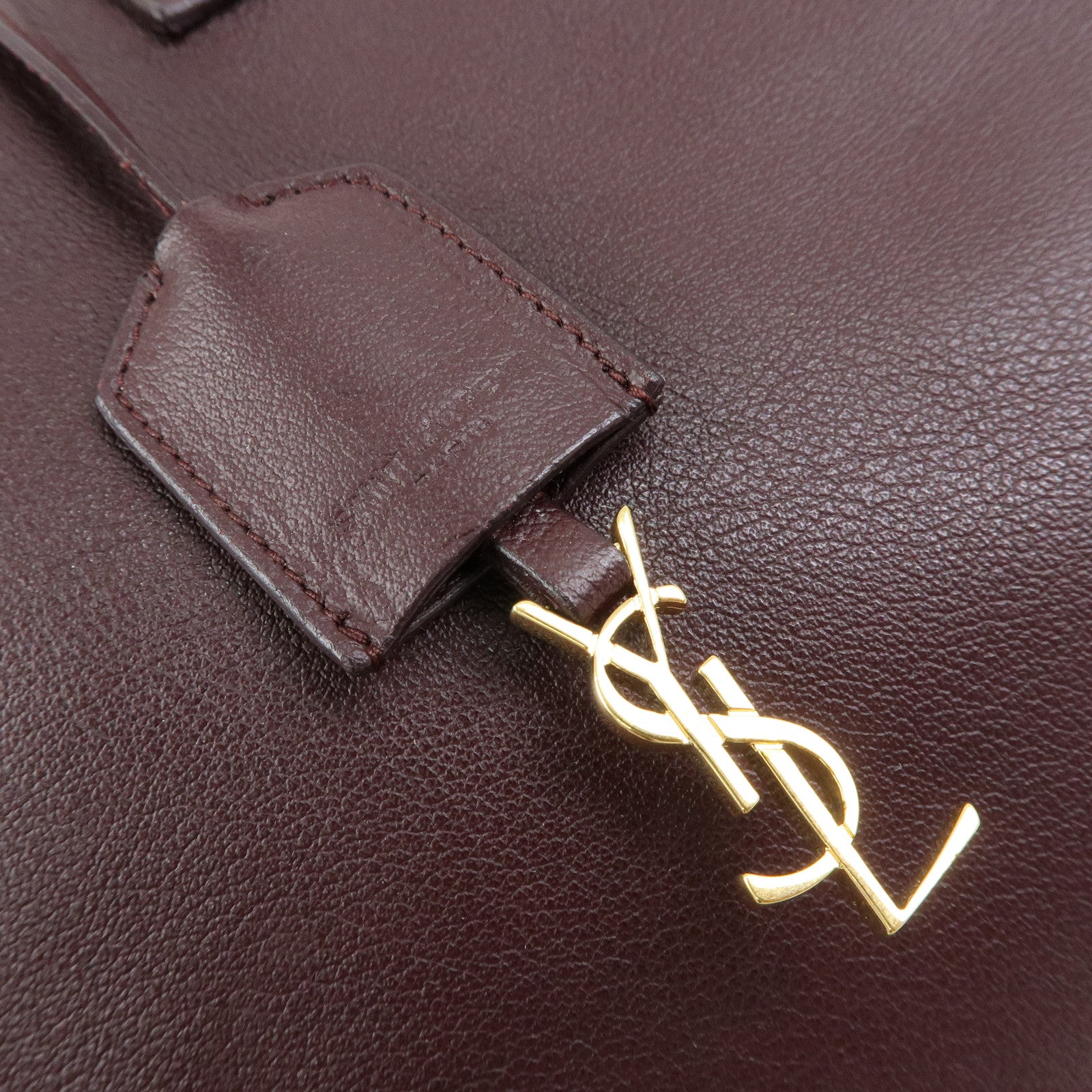 SAINT LAURENT PARIS Calf Leather Tote Shoulder Bag Bordeaux 394195