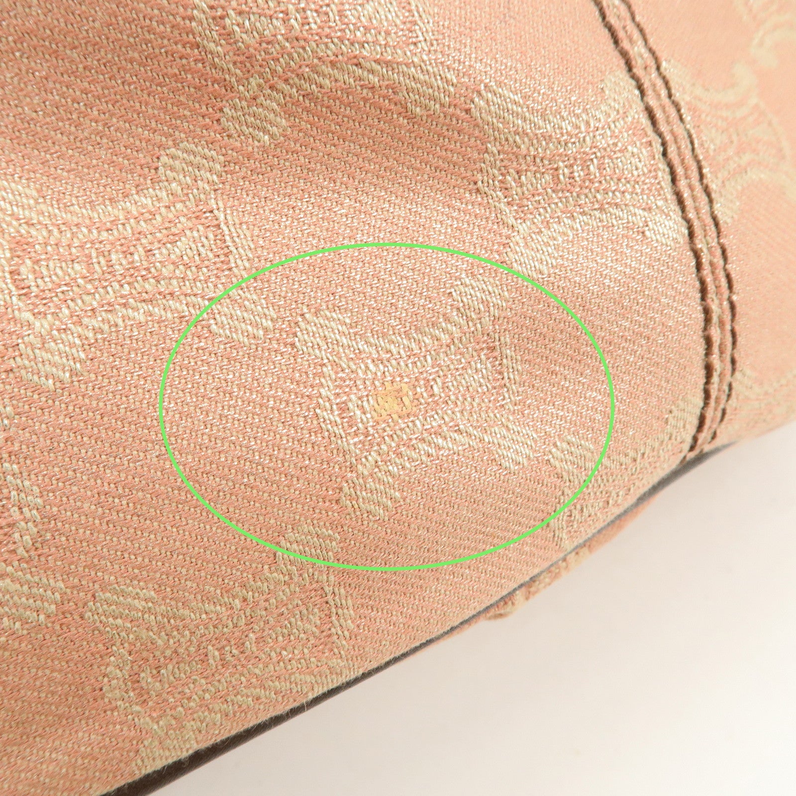 CELINE Macadam Canvas Leather Nylon Velour Shoulder Bag Pink Brown