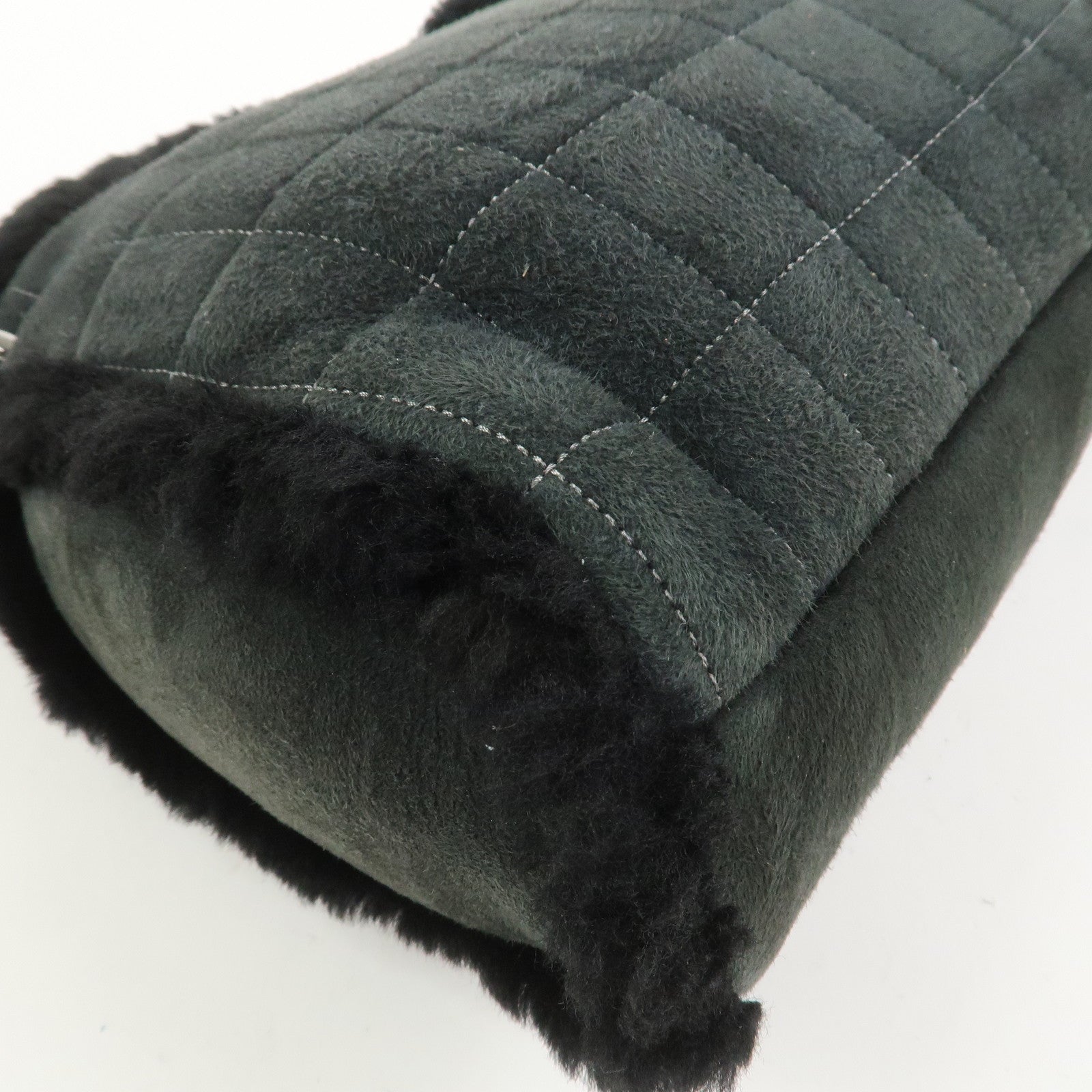 CHANEL Mouton Leather Chain Shoulder Bag Hand Bag Black Silver