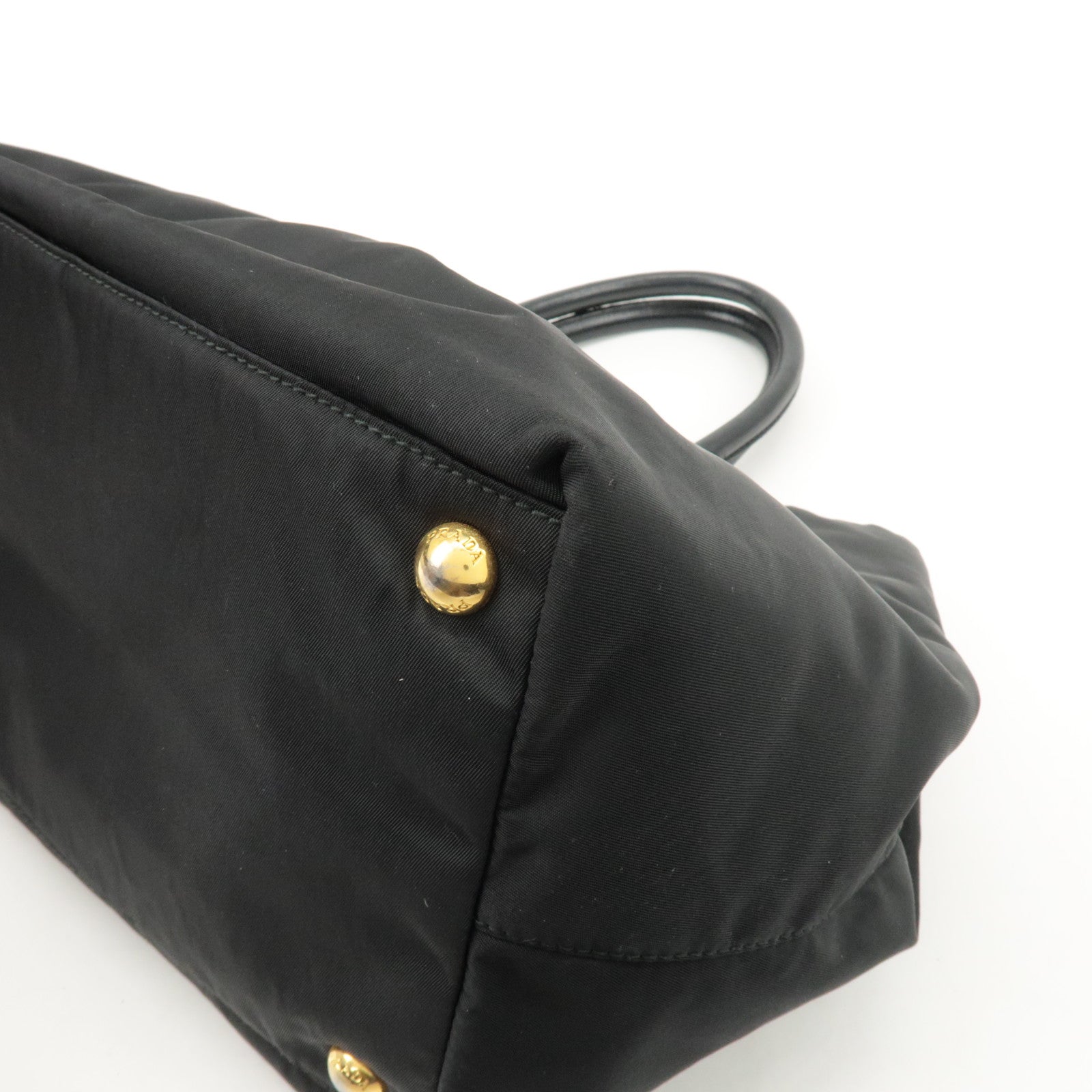 PRADA Nylon Leather Ribbon Hand Bag Tote Bag Black BN1601 Used