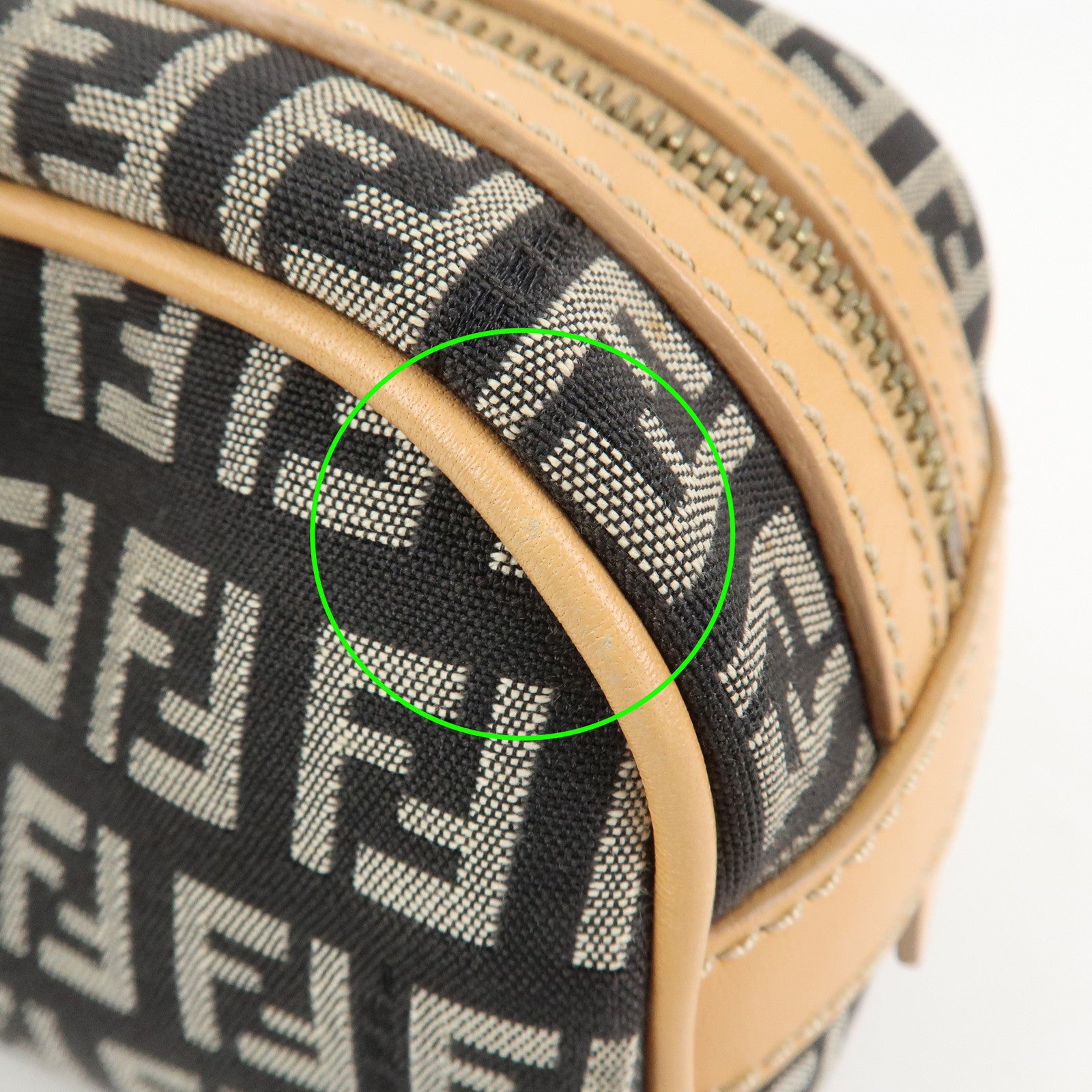 FENDI Zucchino Canvas Leather Mini Boston Bag Hand Bag Black 8BL007