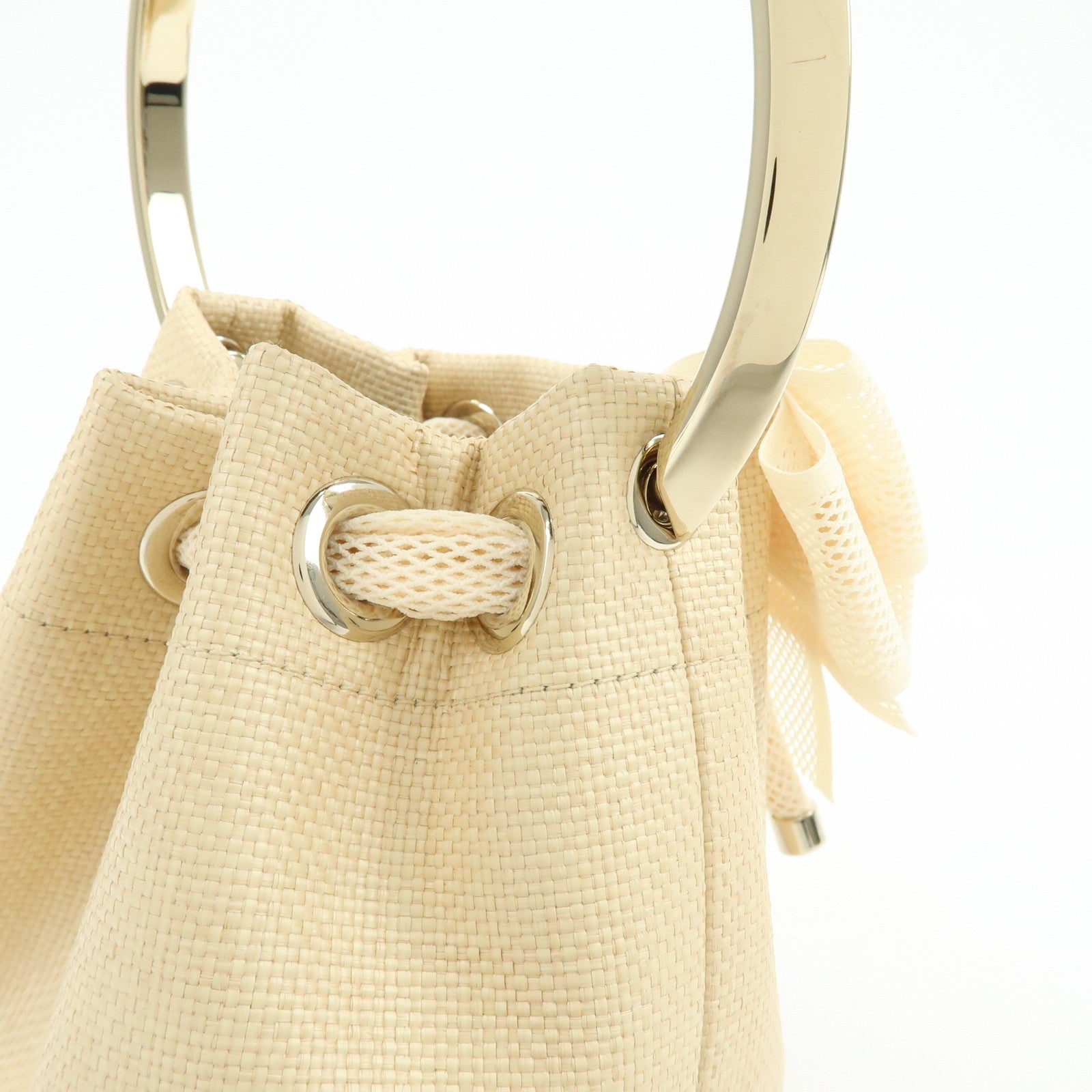 JIMMY CHOO Bon Bon Raffia 2Way Bag Chain Shoulder Bag Natural