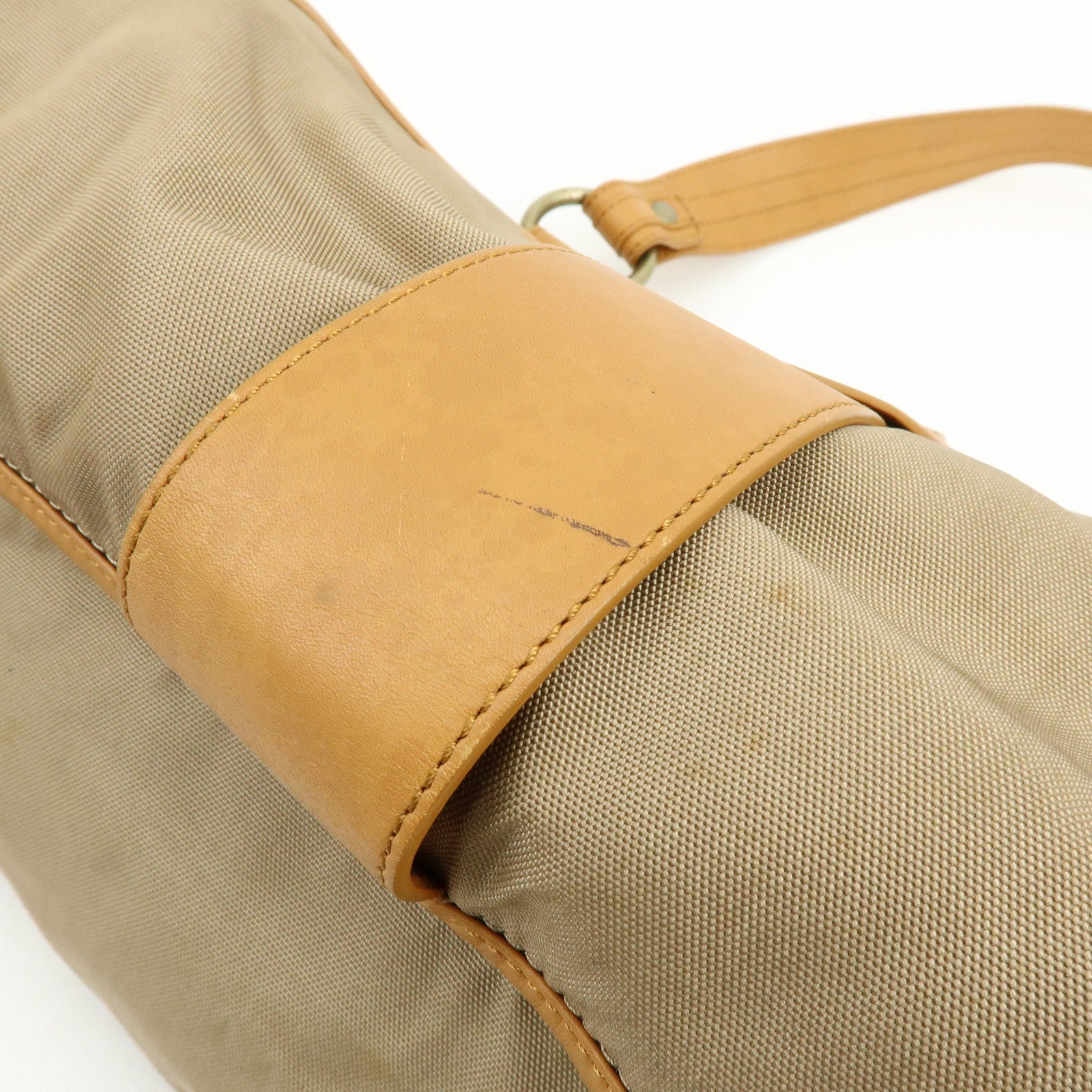 BURBERRY Canvas Leather Shoulder Bag Beige Light Brown