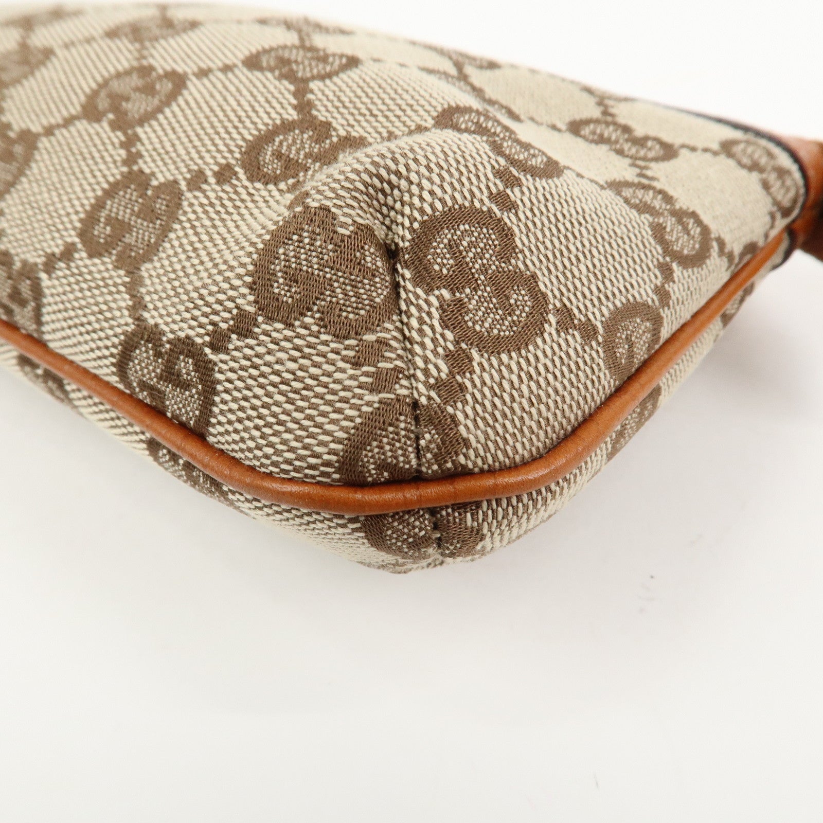 GUCCI Sherry GG Canvas Leather Pouch Cosmetic Pouch Brown 152507