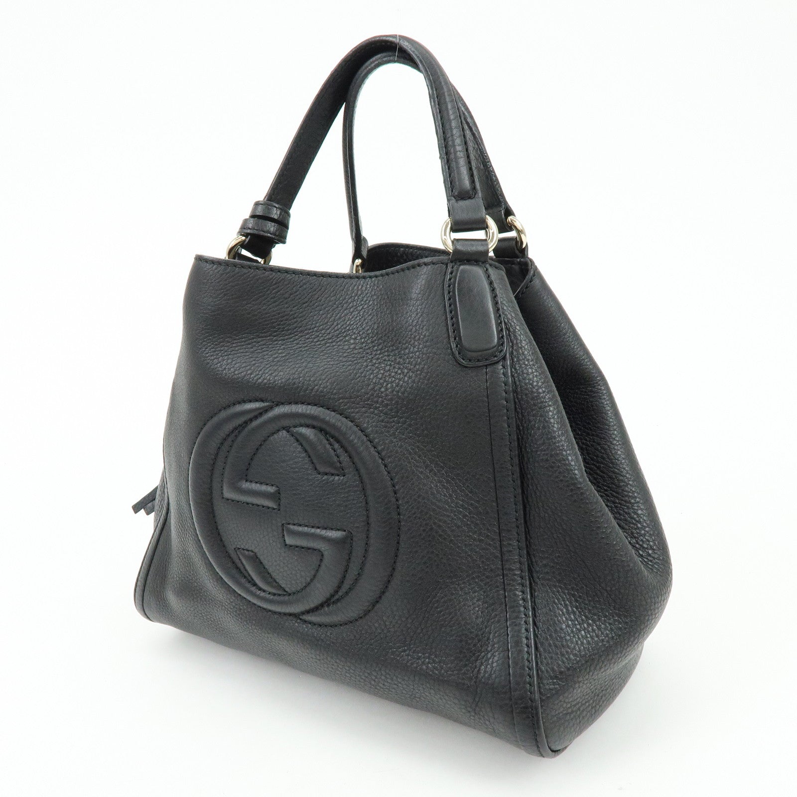 GUCCI SOHO Interlocking G Calf 2Way Hand Shoulder Bag Black 336751