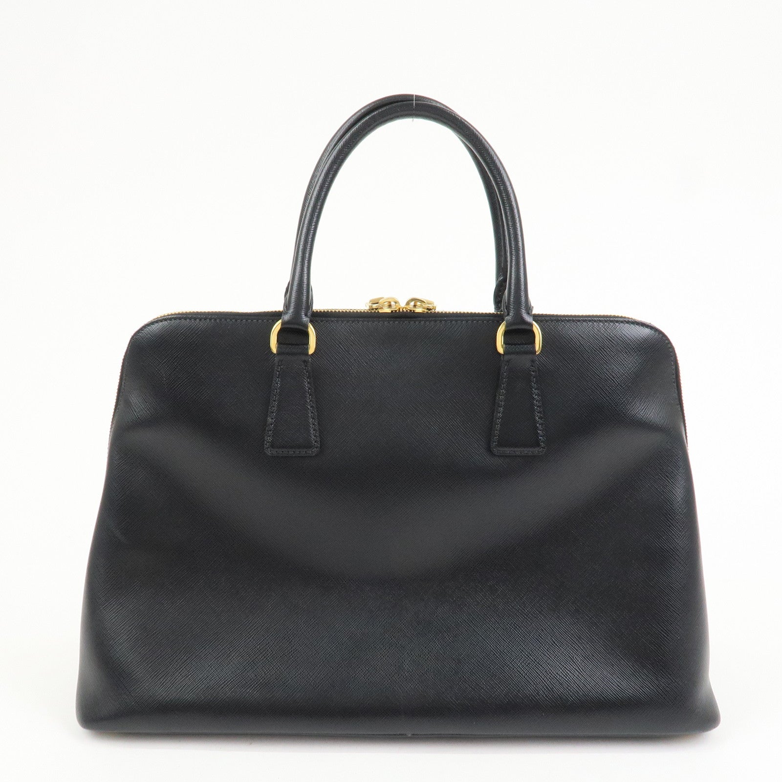 PRADA Logo Saffiano Leather Hand Bag Tote Bag Black BL0812