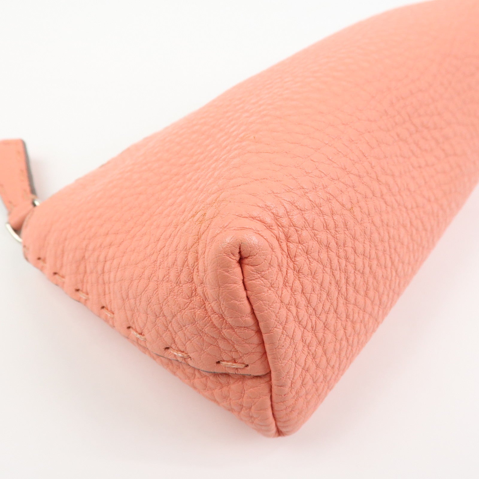 FENDI Selleria Leather Pouch Cosmetic Pouch Coral Pink