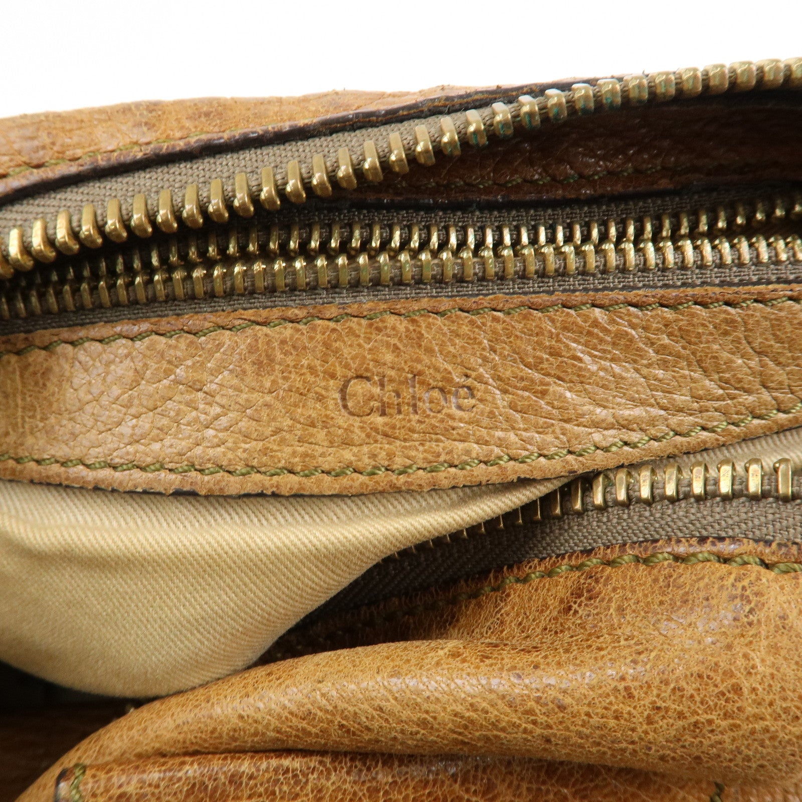 Chloe Leather Heloise Shoulder Bag Hand Bag Brown