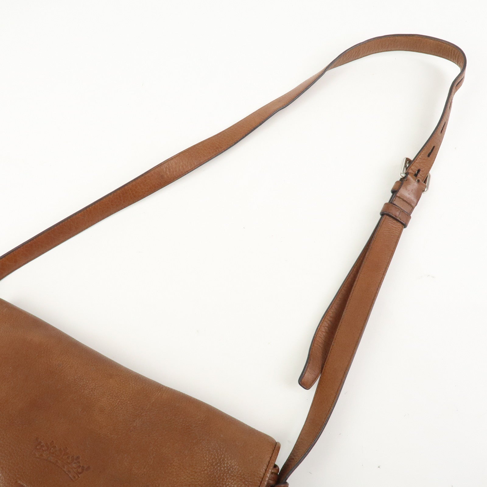 LOEWE Heritage Logo Leather Shoulder Bag Crossbody Bag Brown