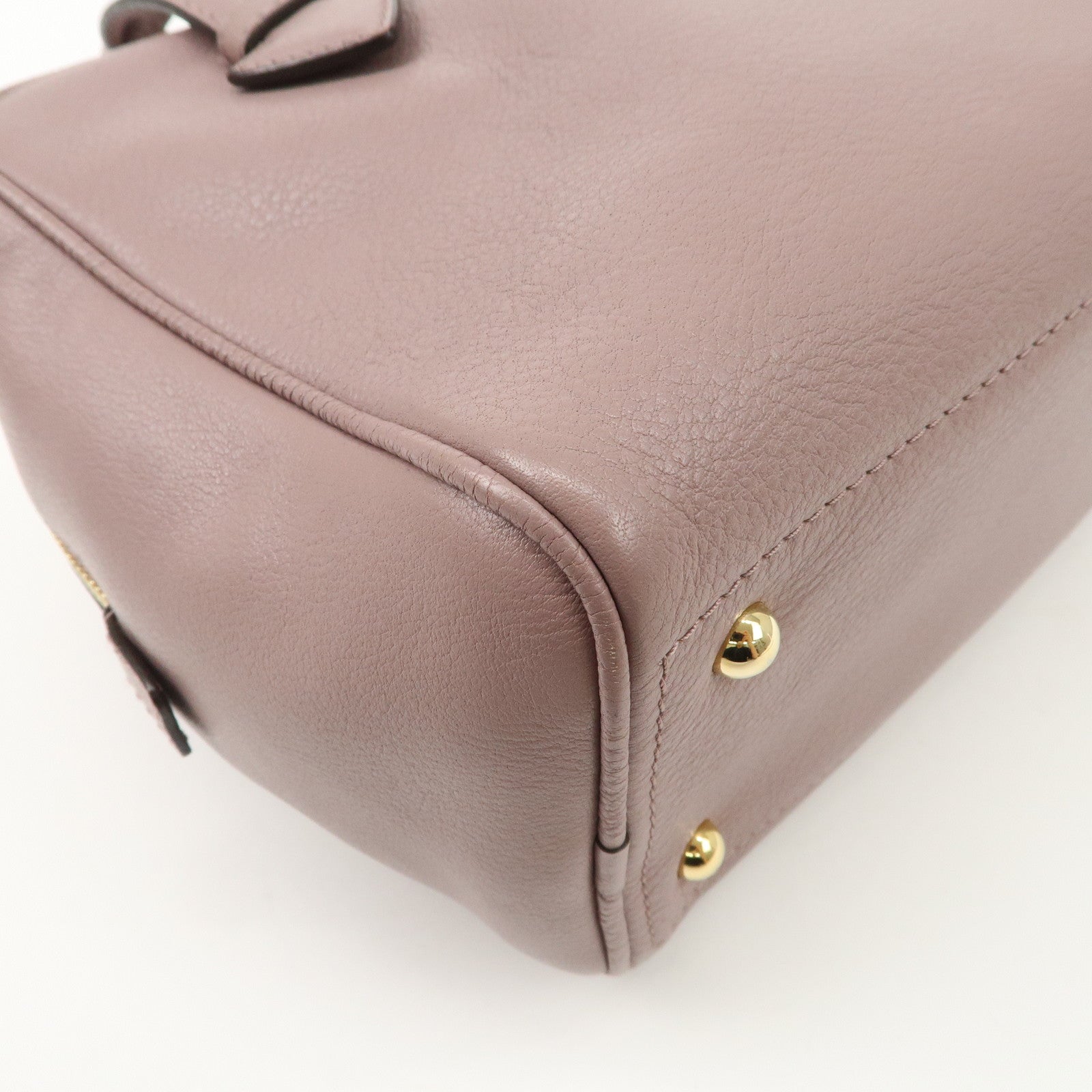 LOEWE Heritage Leather Mini Boston Bag Hand Bag Lavender Used