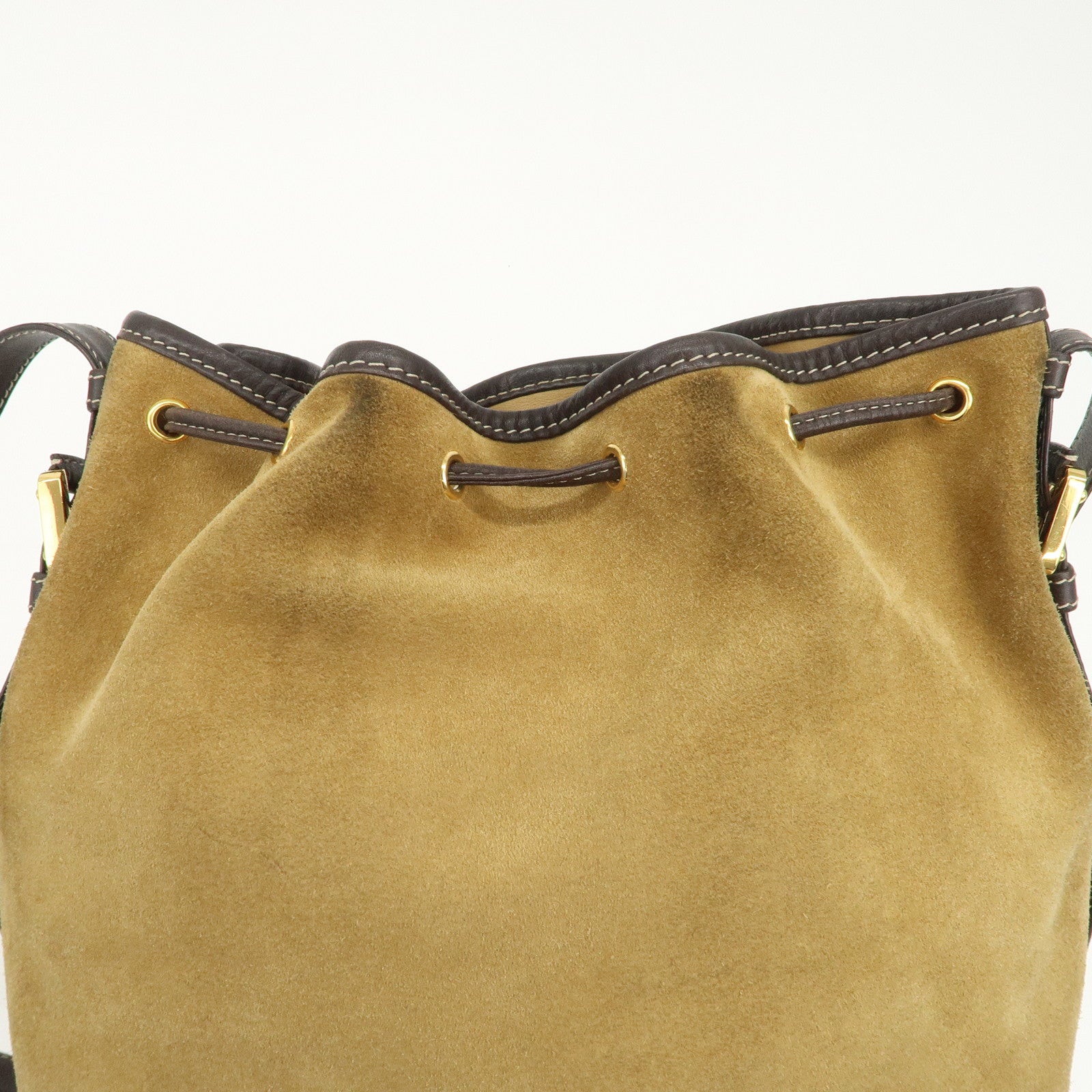 LOEWE Anagram Logo Suede Leather Shoulder Bag Brown