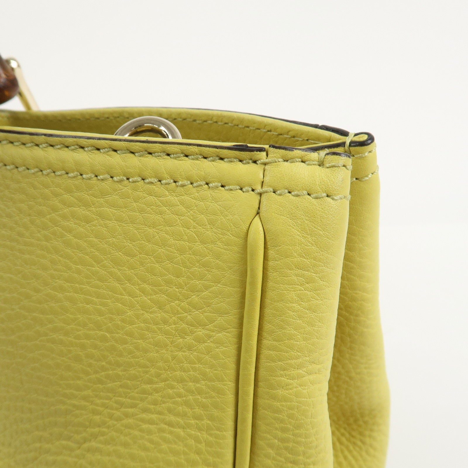 GUCCI Bamboo Shopper Large Tote Bag 2WAY Hand Bag Yellow 323658