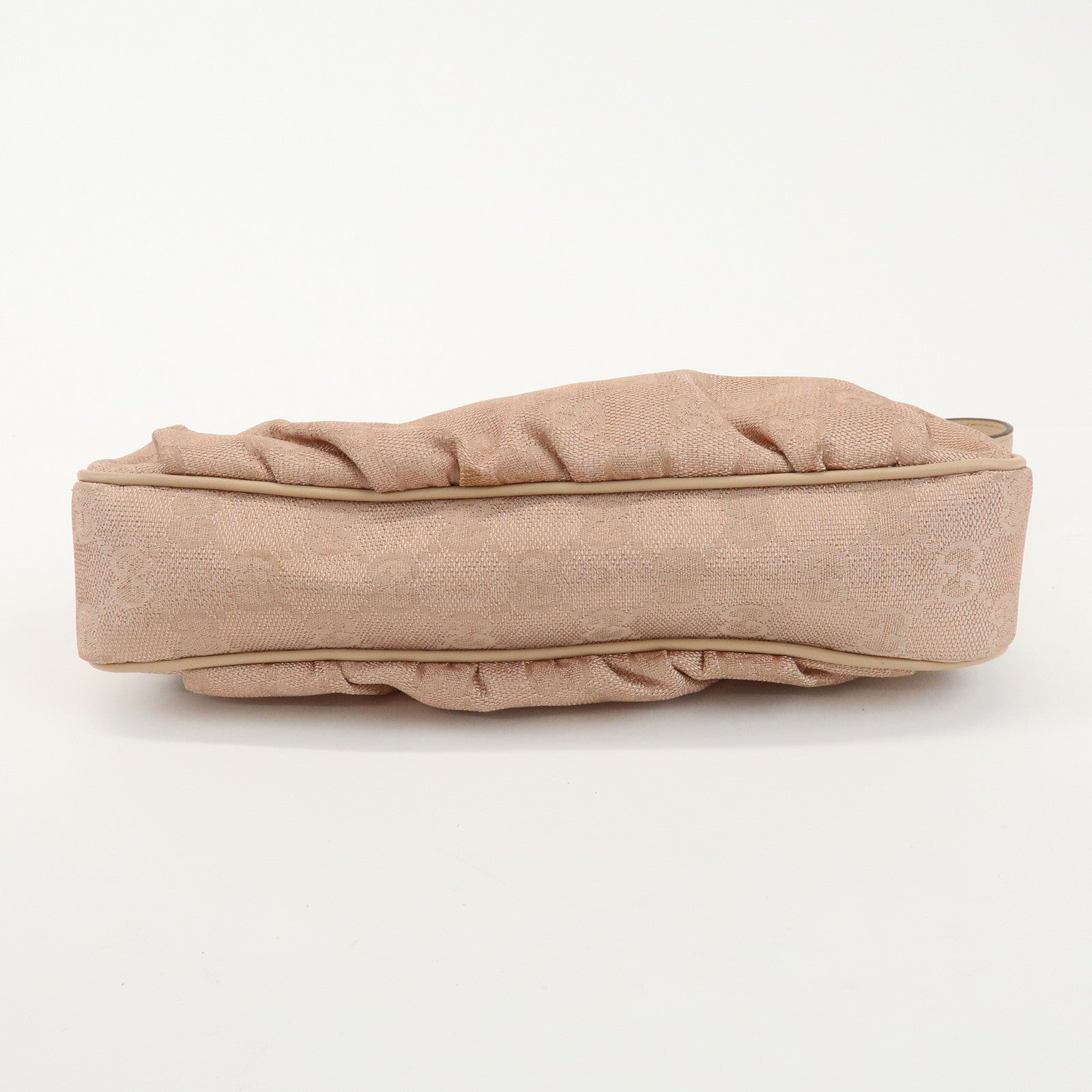 GUCCI Lovely Heart GG Canvas Leather Hand Bag Pink Beige 245938