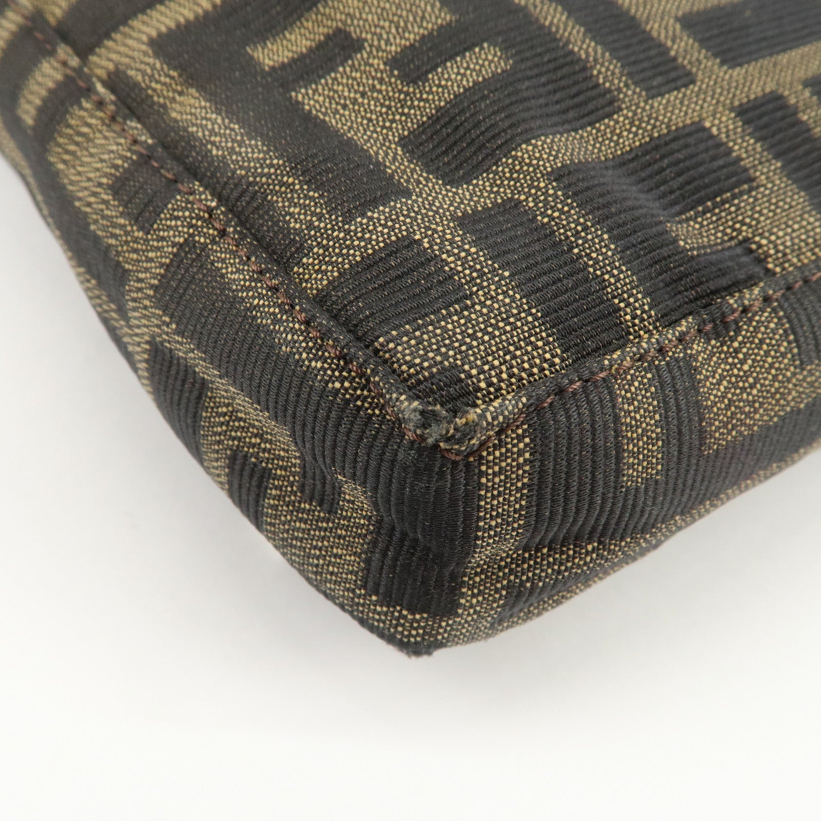 FENDI Zucca Canvas Leather Shoulder Bag Hand Bag Brown 26640