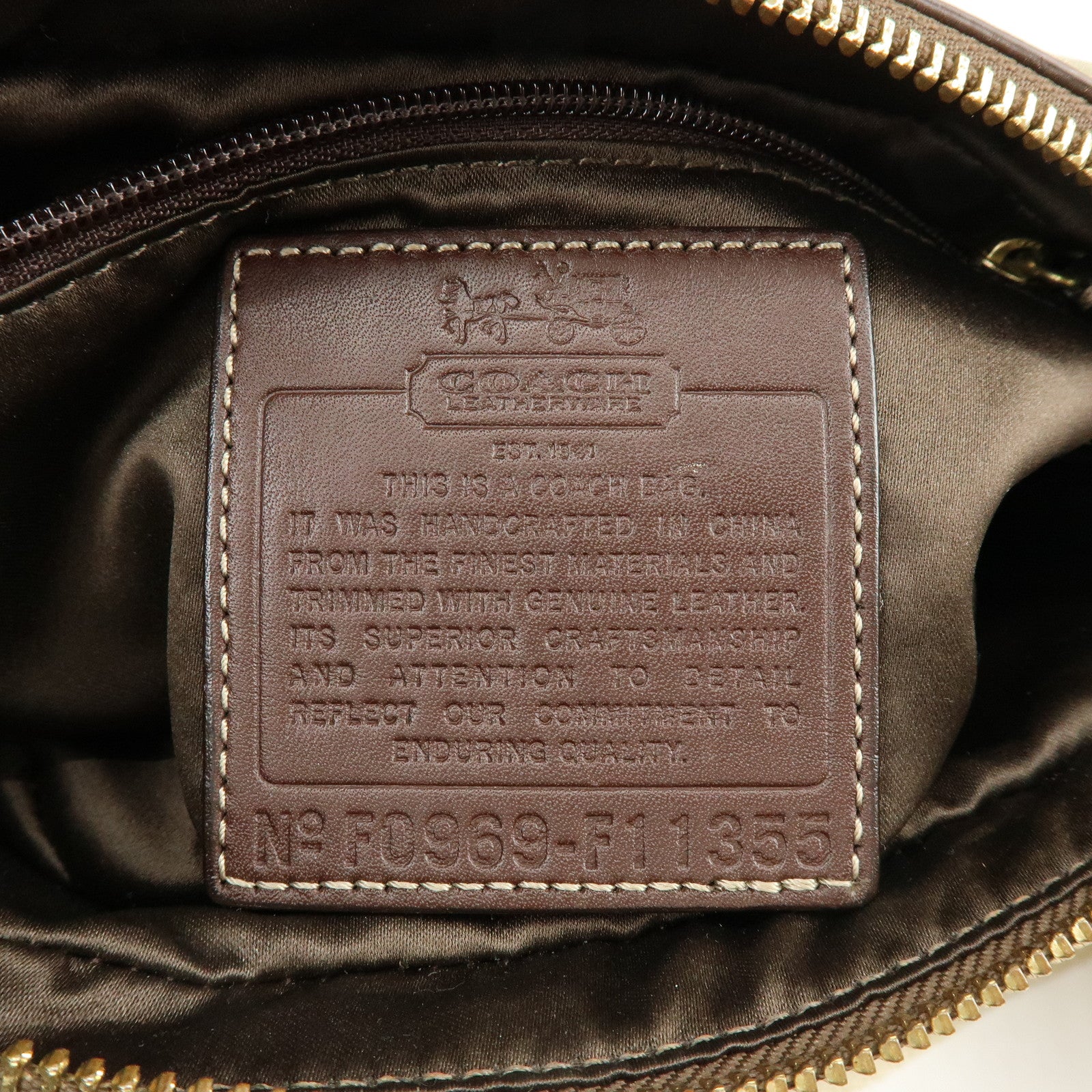 COACH Signature PVC Coated Canvas Leather Shoulder Bag Beige Gold