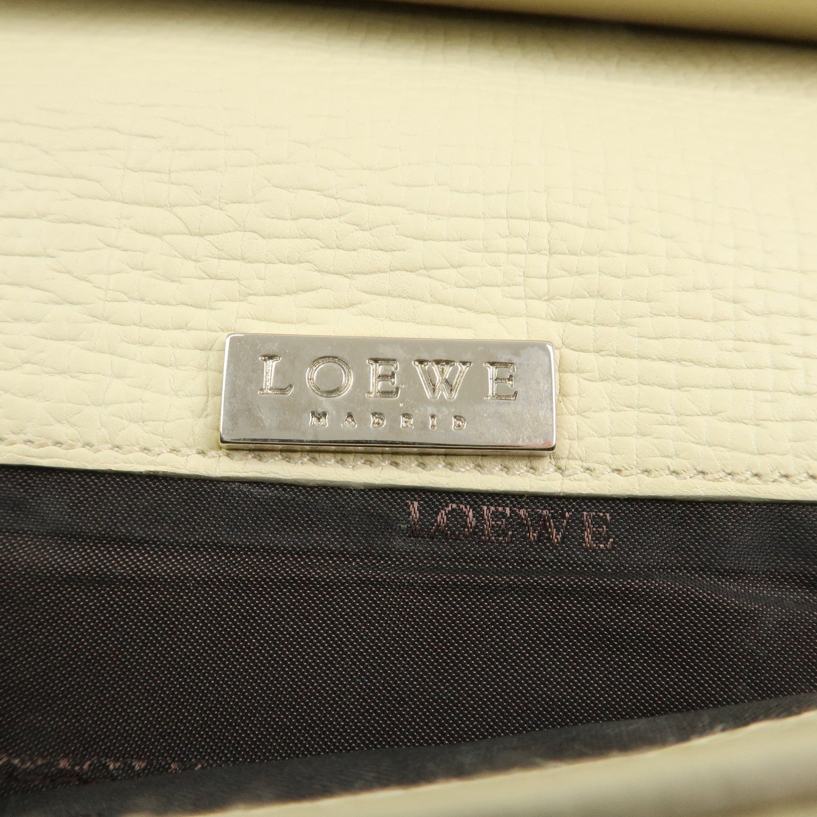 LOEWE Logo Leather Shoulder Bag Crossbody Bag Ivory