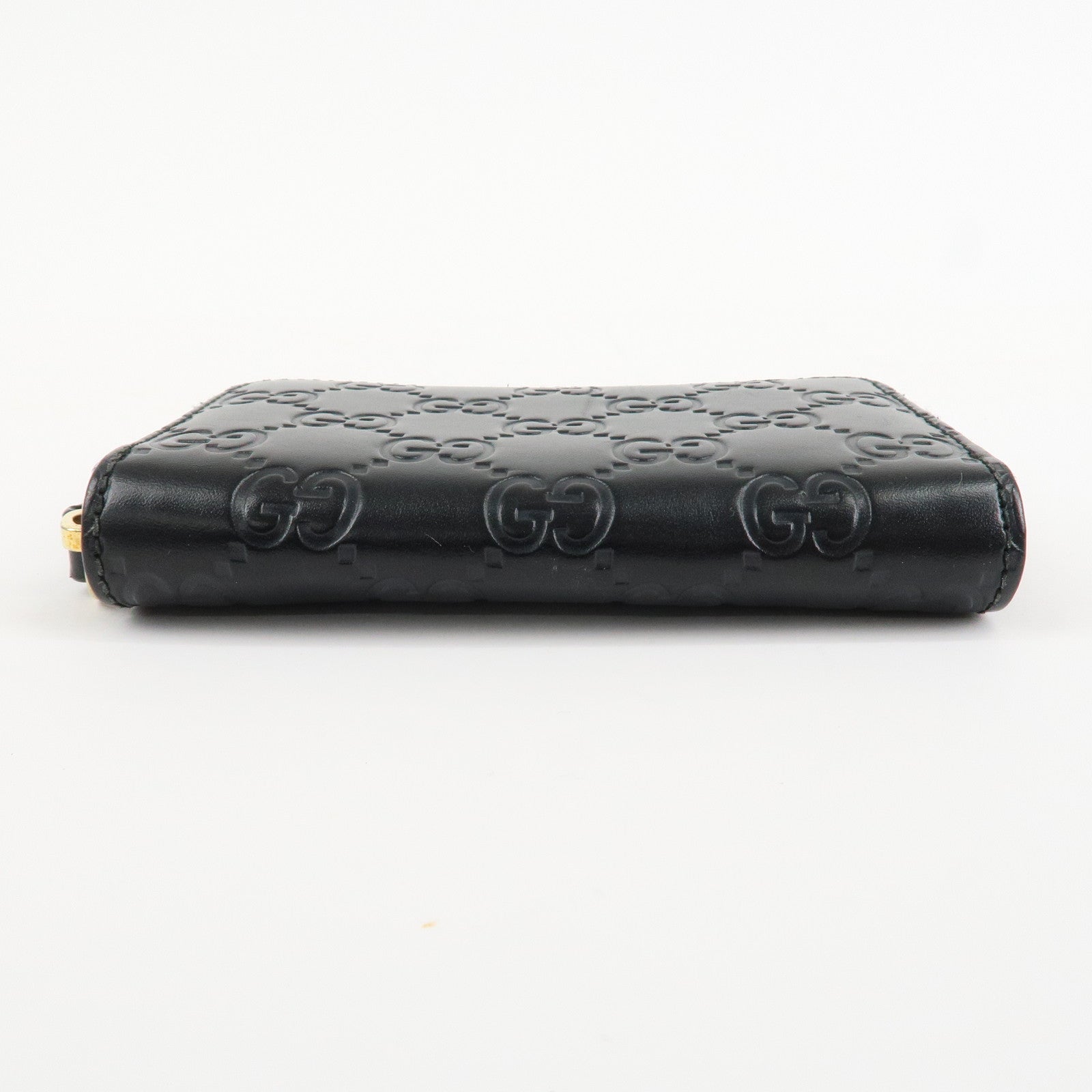 GUCCI Guccissima Leather Card Case Card Holder Black 447939 Used