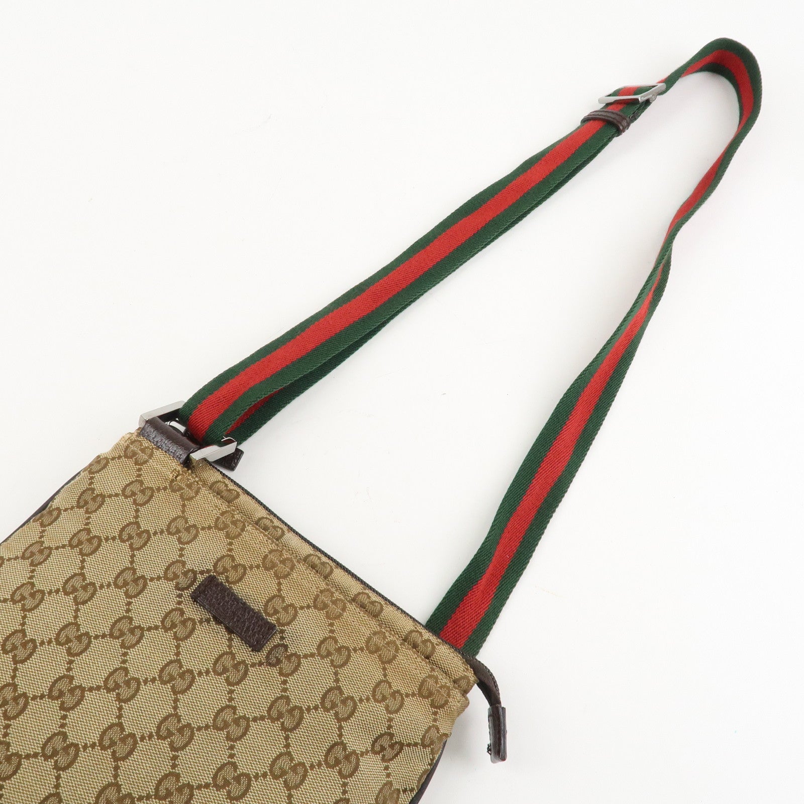 GUCCI Sherry GG Canvas Leather Shoulder Bag Beige 146309 Used