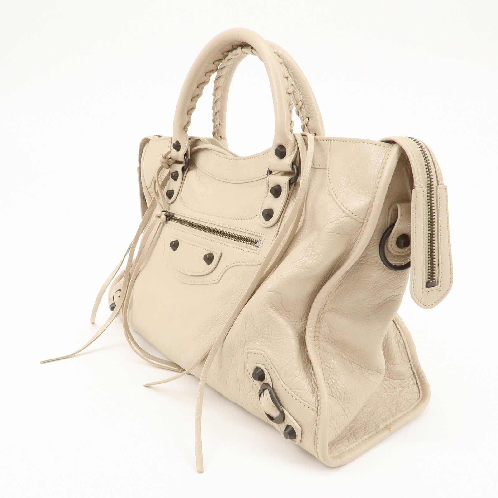 BALENCIAGA Classic City Leather 2Way Bag Shoulder Bag Beige 505550 Used