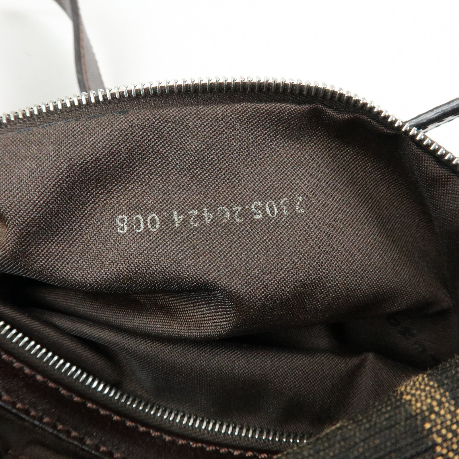 FENDI Mamma Baguette Zucca Canvas Leather Shoulder Bag Brown 26424