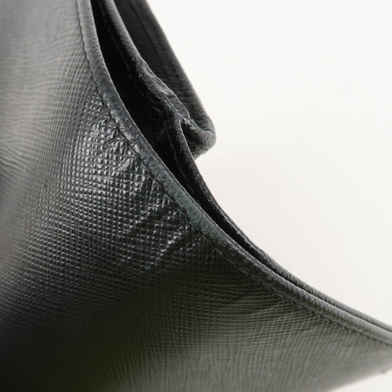 PRADA Saffiano Leather Bi-Fold Wallet Black Red Gold 1ML018 Used